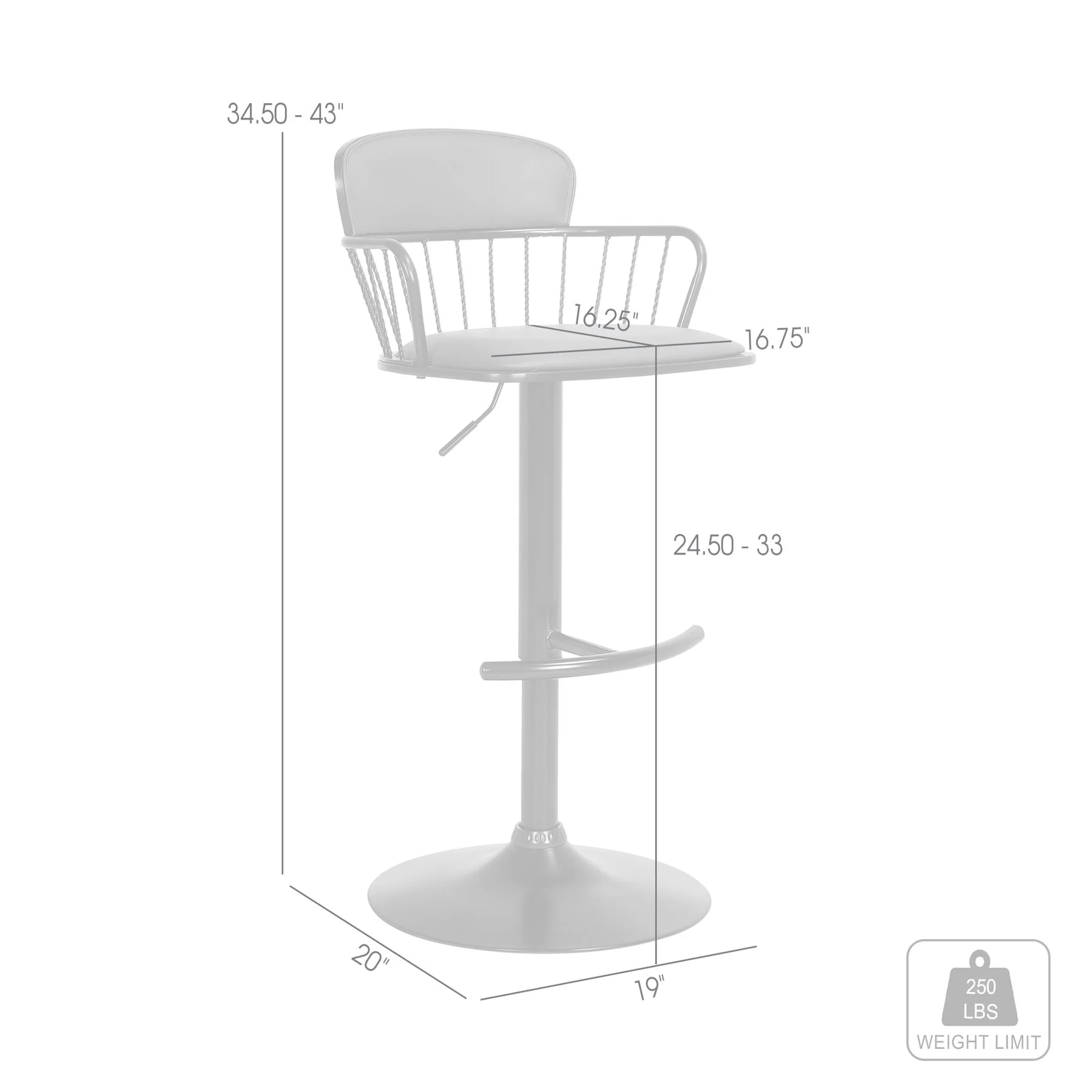 Nash Adjustable Black Wood Bar Stool in Gray Faux Leather with Black Metal - Image 9