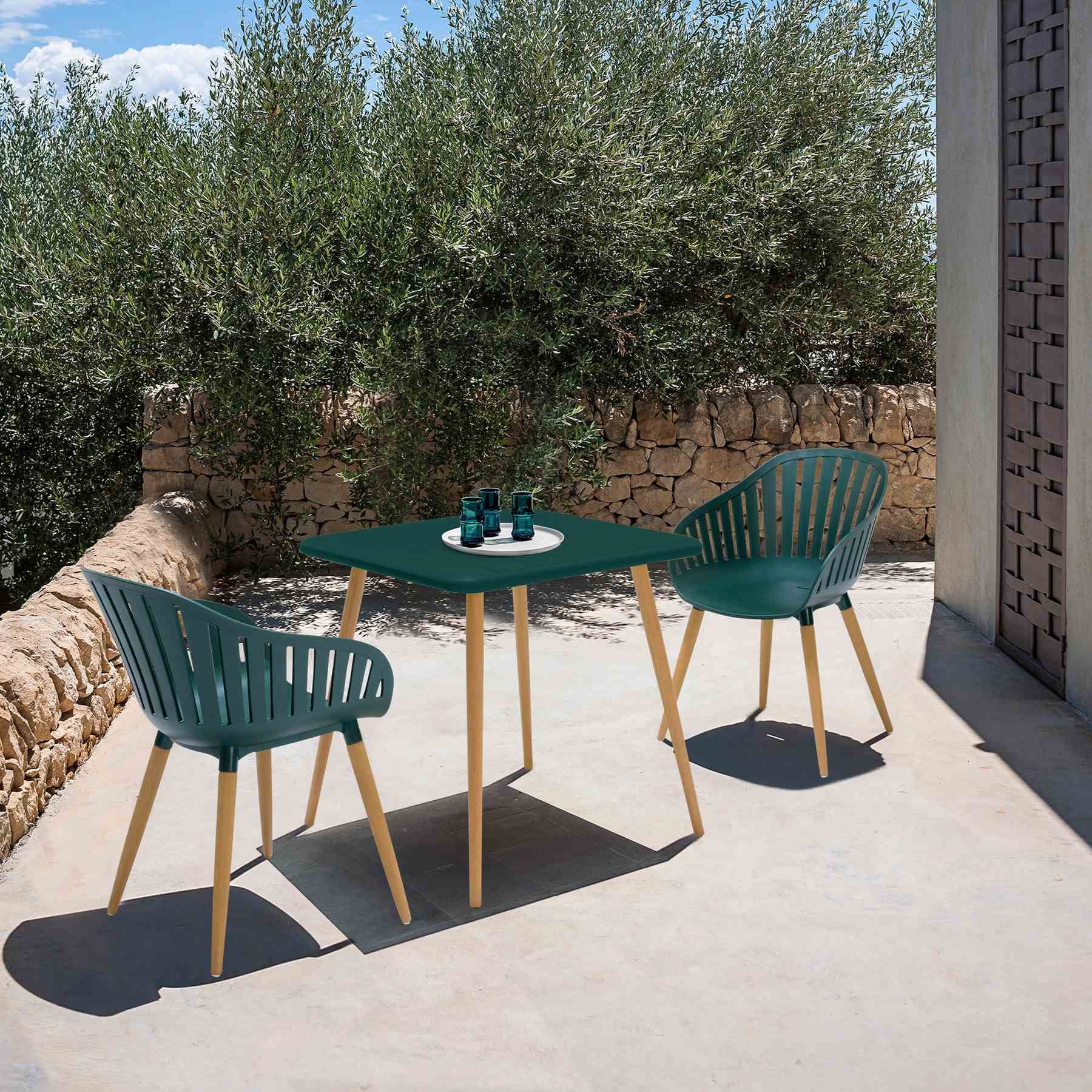 Nassau Outdoor 3 Piece Green Eucalyptus Dining Set - Image 8
