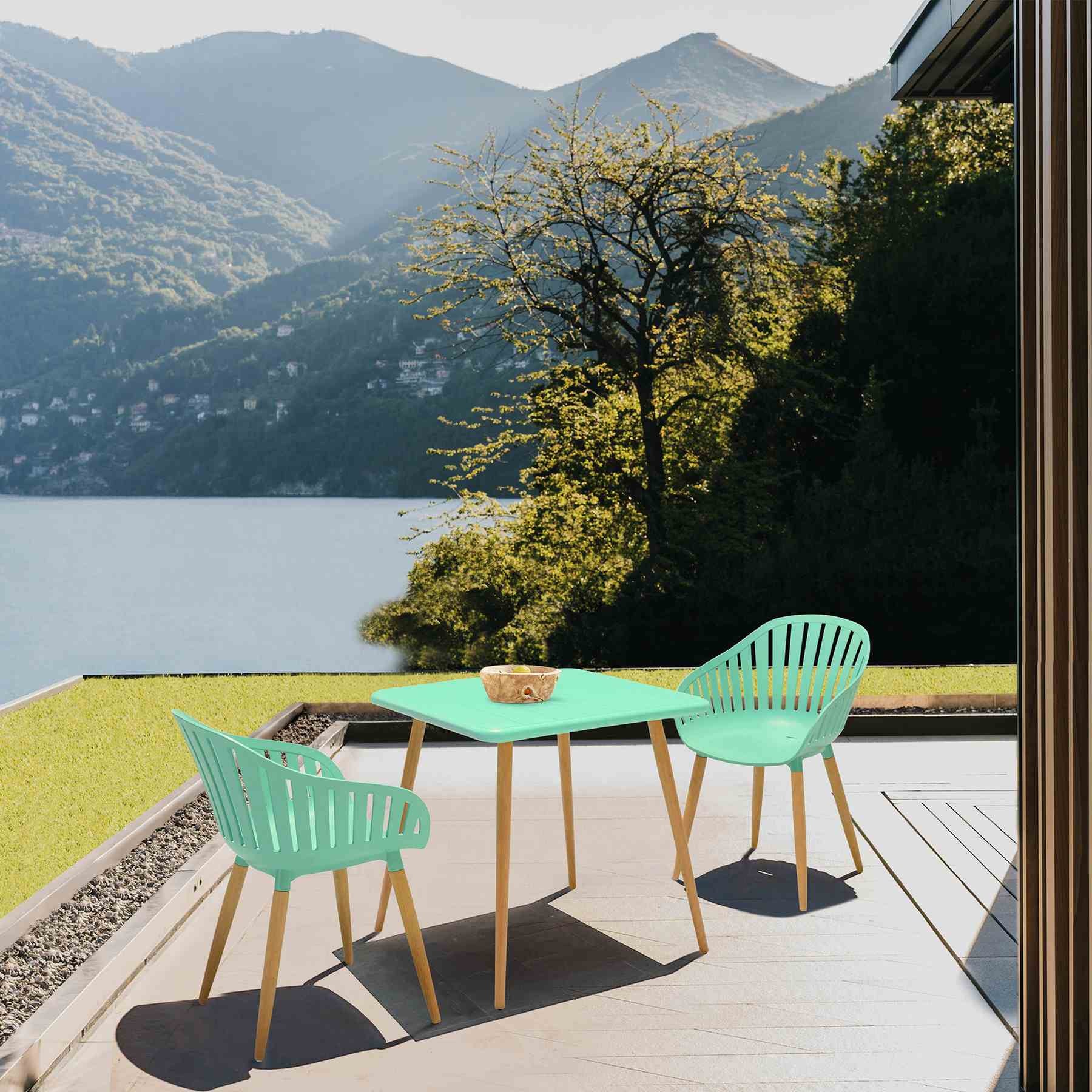 Nassau Outdoor 3 Piece Mint Eucalyptus Dining Set - Image 8