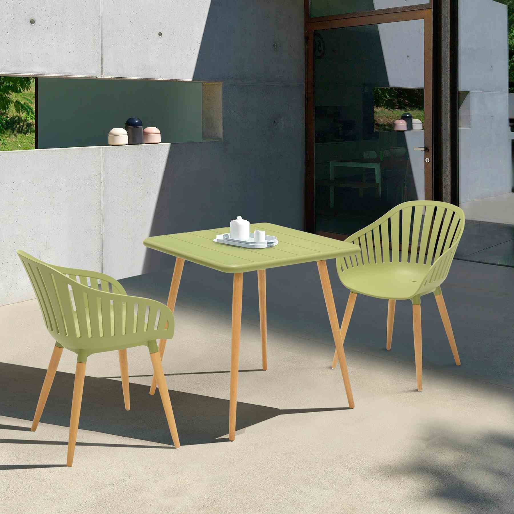 Nassau Outdoor 3 Piece Sage Eucalyptus Dining Set - Image 8