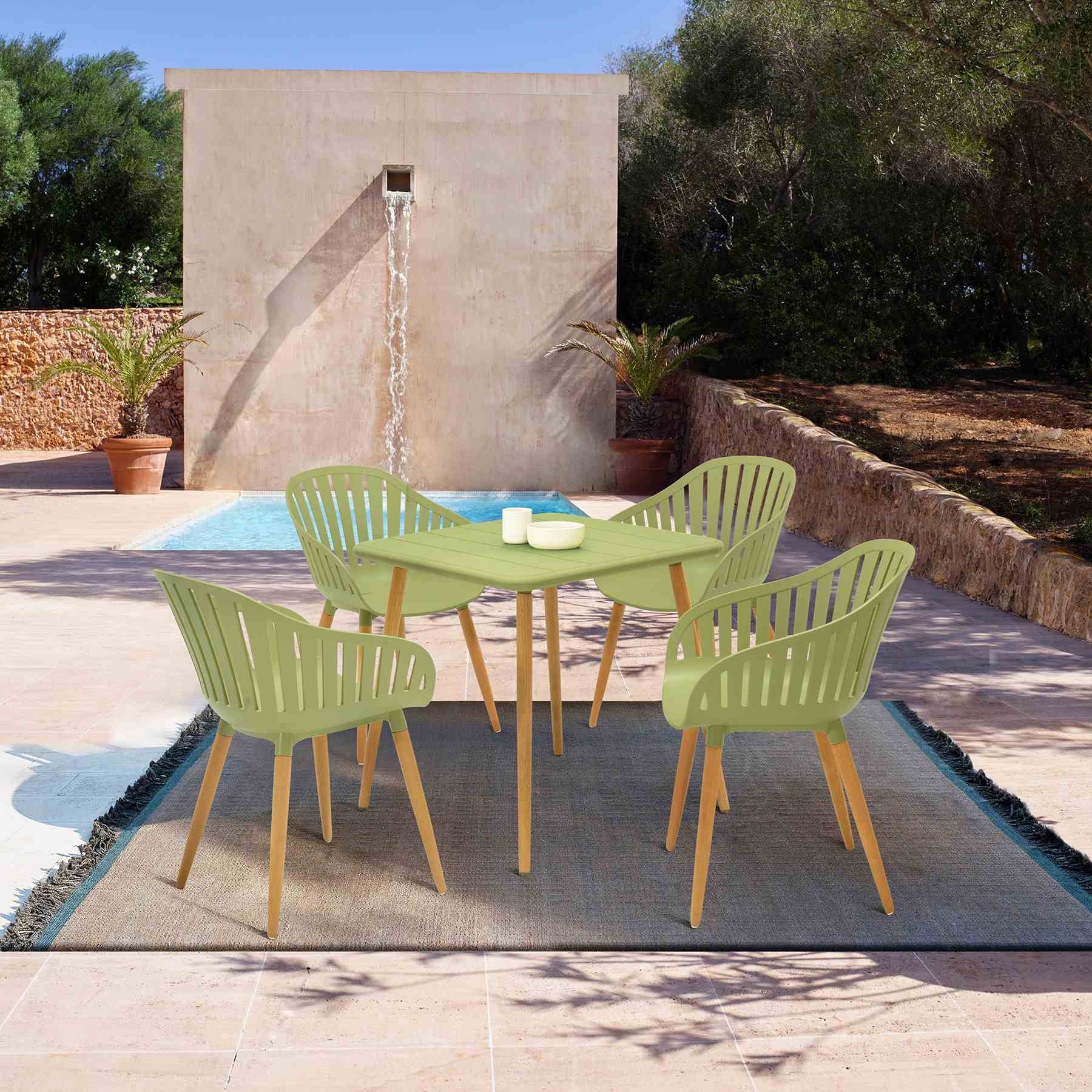 Nassau Outdoor 5 Piece Sage Eucalyptus Dining Set - Image 8
