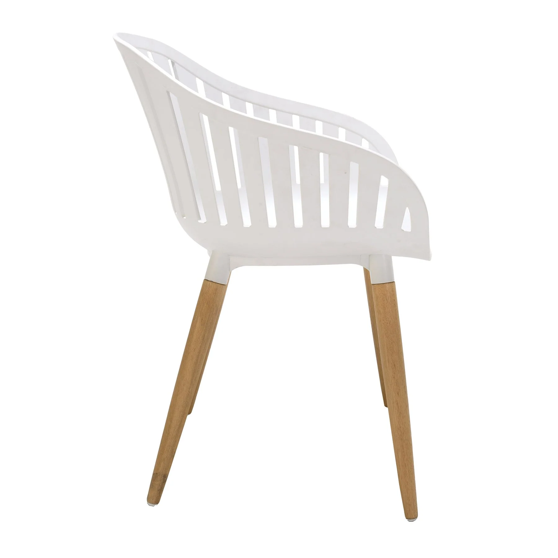 Nassau Outdoor Arm Dining Chairs in Sand Taupe Finish with Wood legs- Set of 2 - Image 3