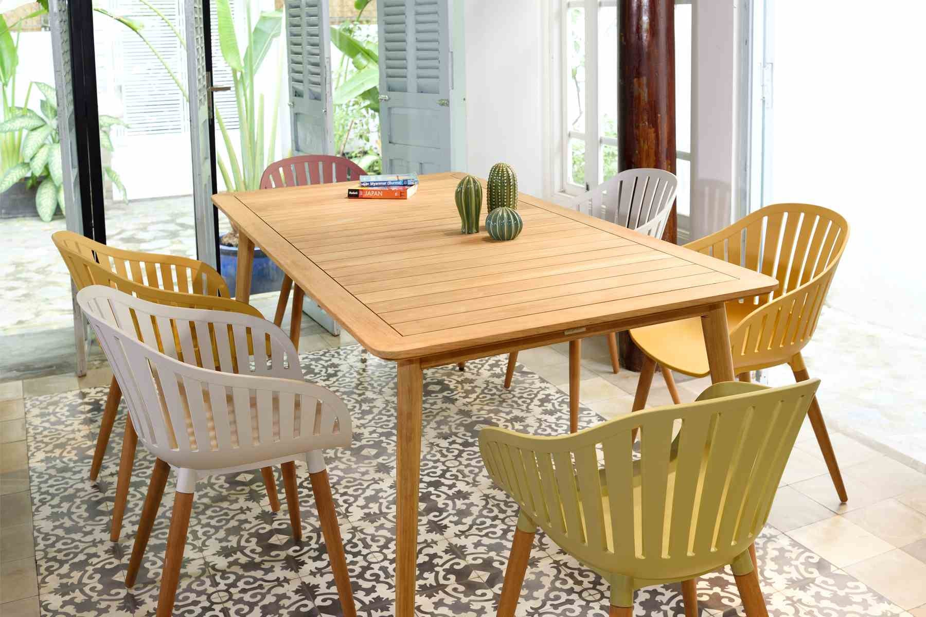 Nassau Outdoor Arm Dining Chairs in Sand Taupe Finish with Wood legs- Set of 2 - Image 8