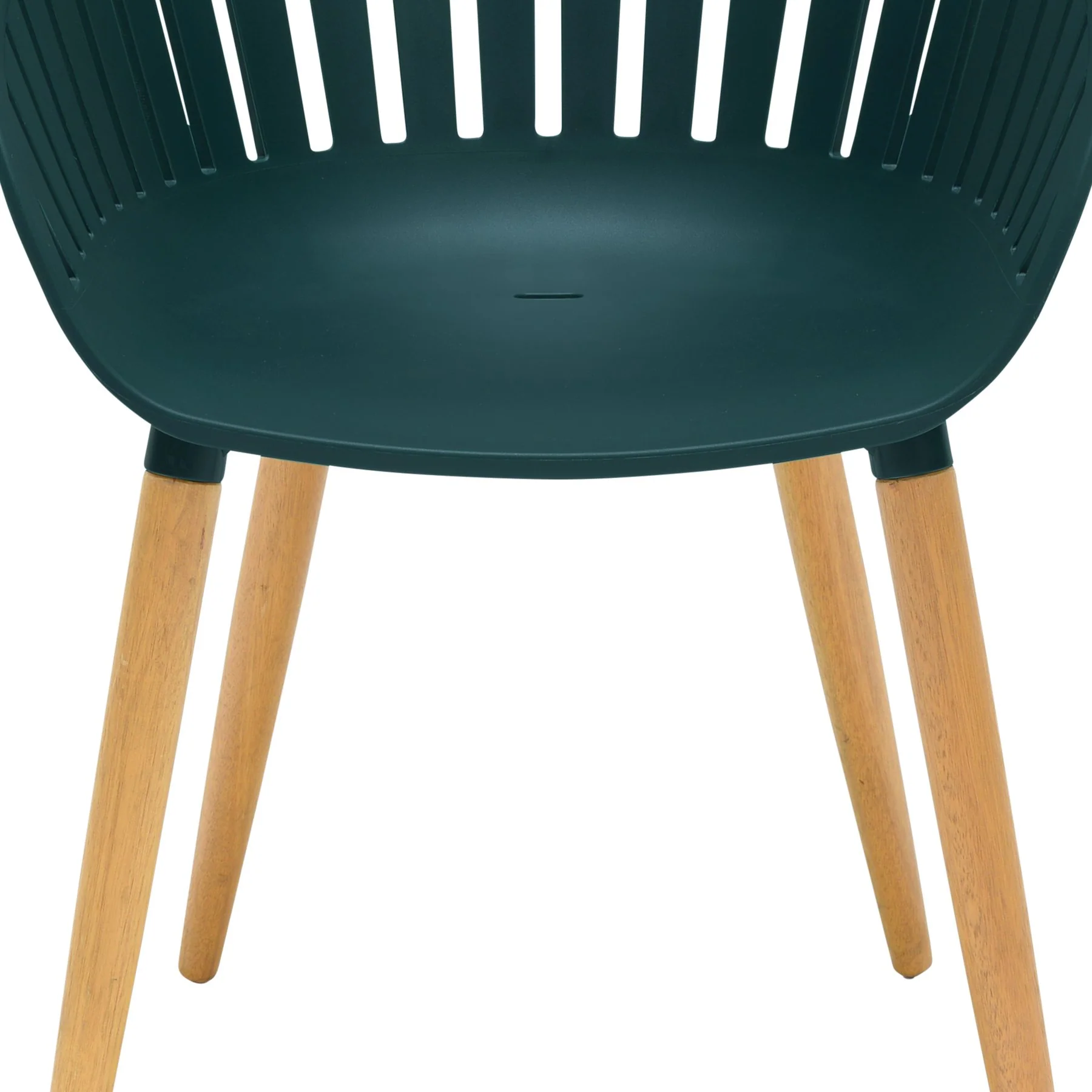 Nassau Outdoor Green Dining Chair with Eucalyptus Wood Legs - Set of 2 - Image 6