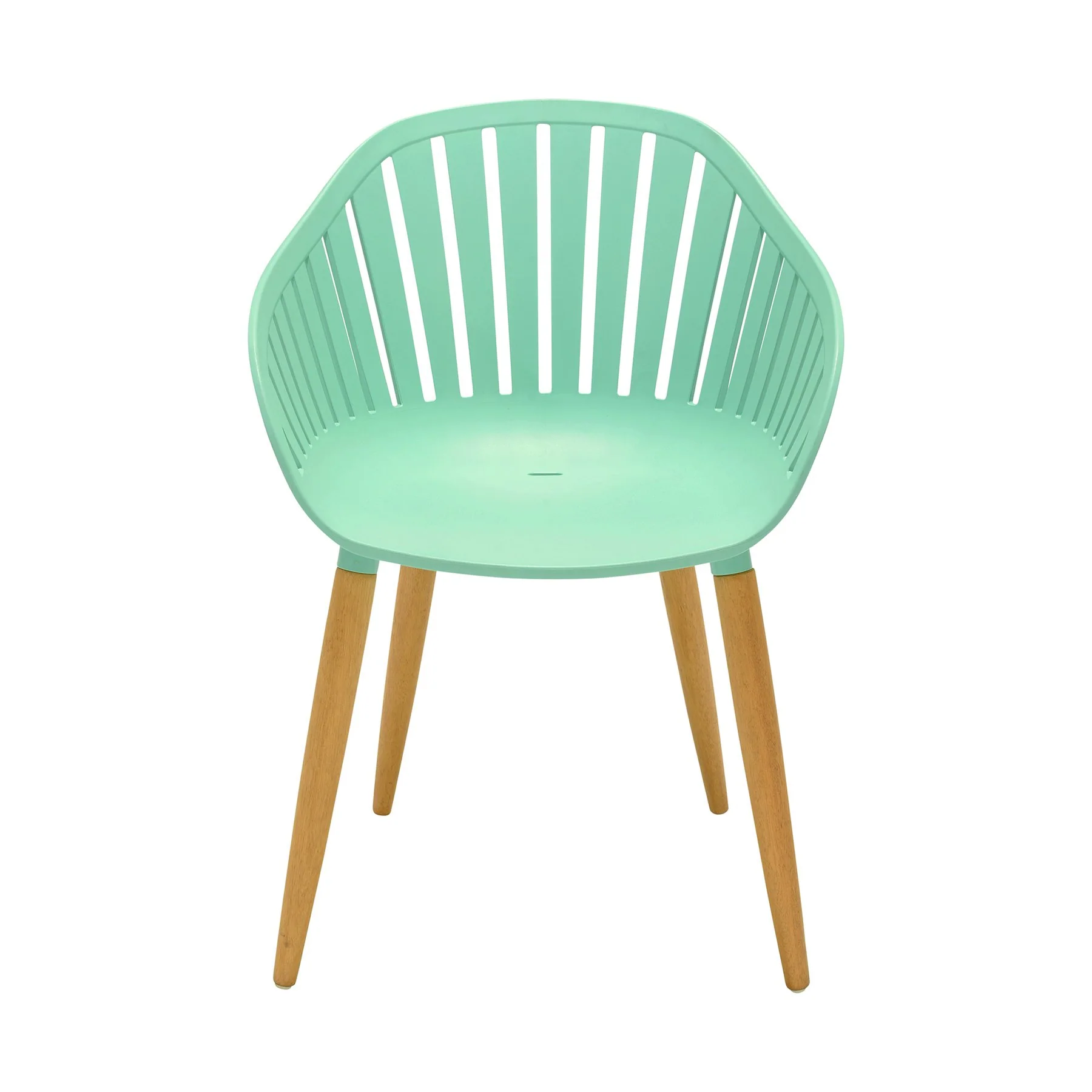 Nassau Outdoor Mint Green Dining Chair with Eucalyptus Wood Legs - Set of 2 - Image 3