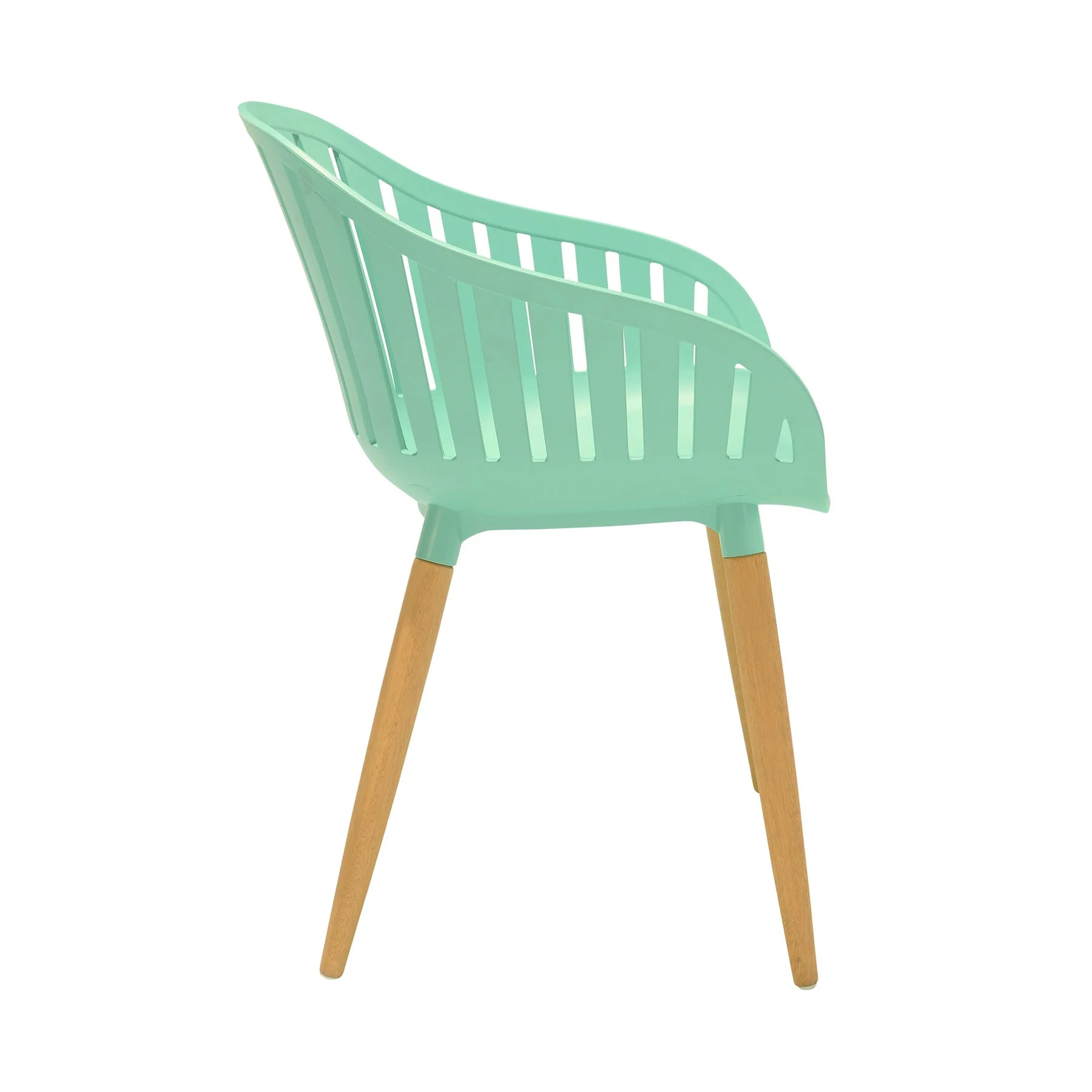 Nassau Outdoor Mint Green Dining Chair with Eucalyptus Wood Legs - Set of 2 - Image 4