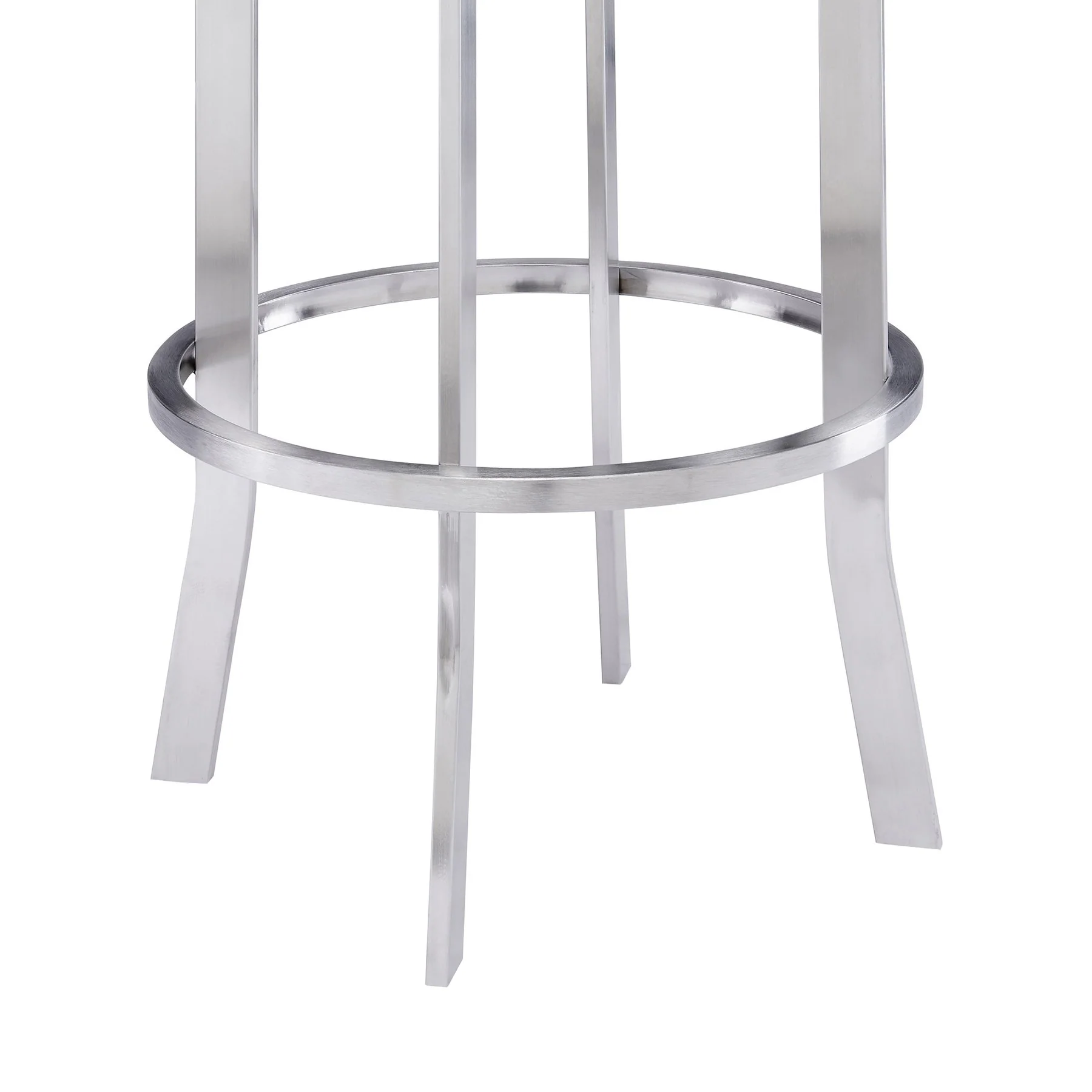 Natalie 30" Bar Height Vintage Gray Faux Leather Upholstery and Brushed Stainless Steel Bar Stool - Image 7