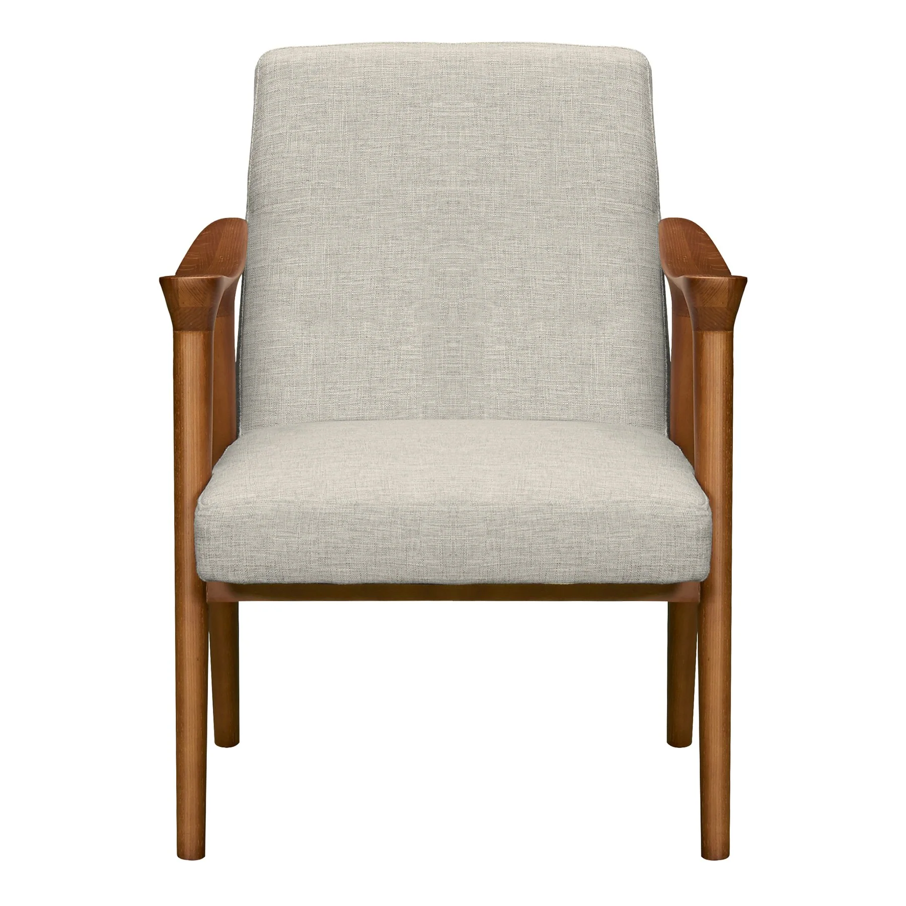 Nathan Mid-Century Accent Chair in Champagne Ash Wood Finish and Beige Fabric - Image 2
