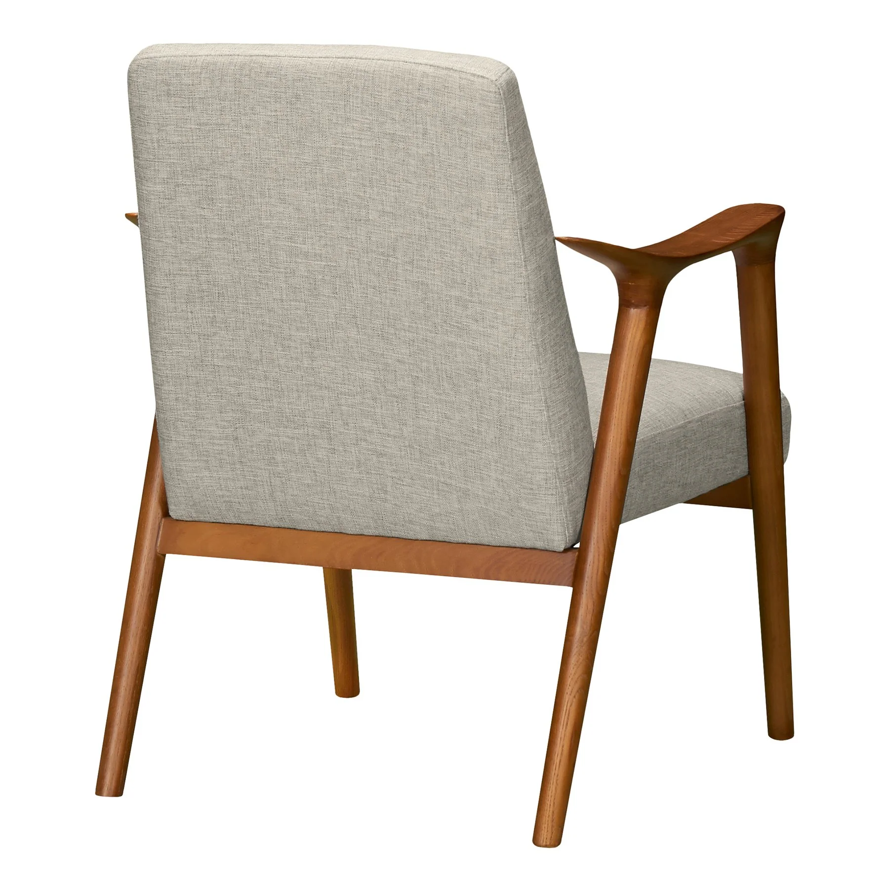Nathan Mid-Century Accent Chair in Champagne Ash Wood Finish and Beige Fabric - Image 3