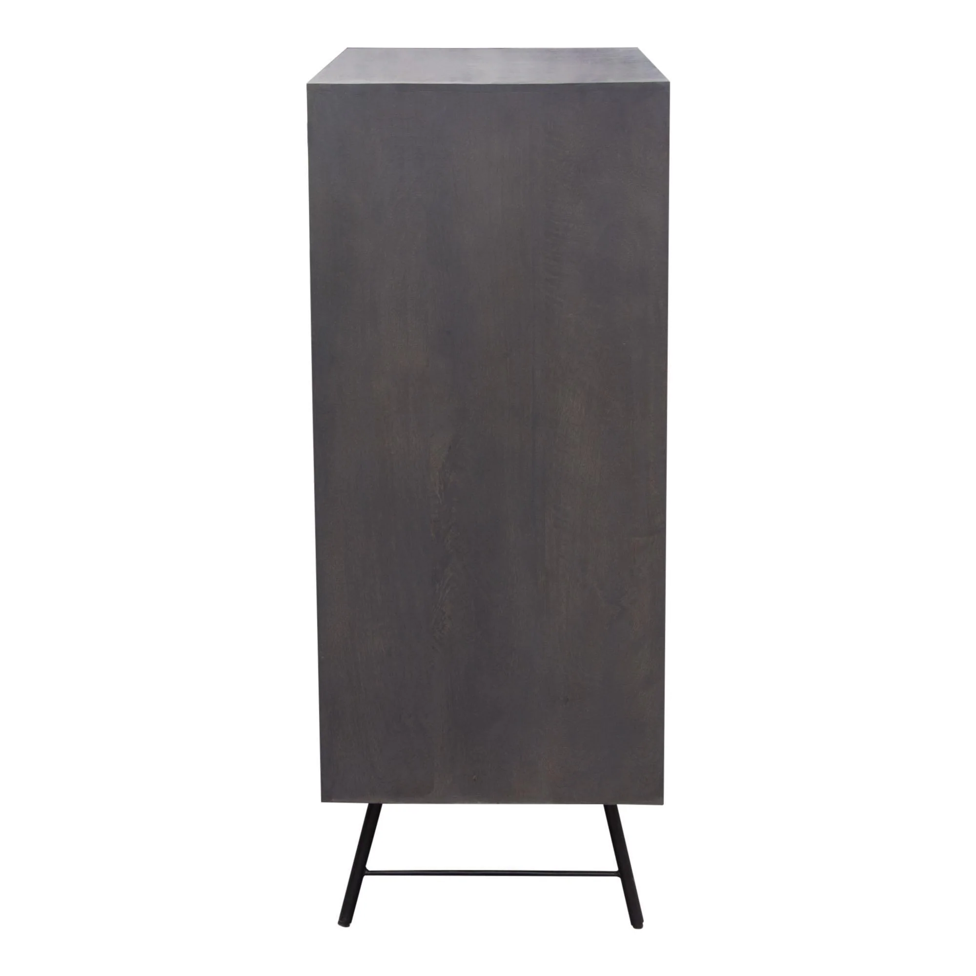 Neo 2-Door Solid Mango Wood High Cabinet in Smoke Grey Finish w/ Gun Metal Finished Base by Diamond Sofa - Image 5
