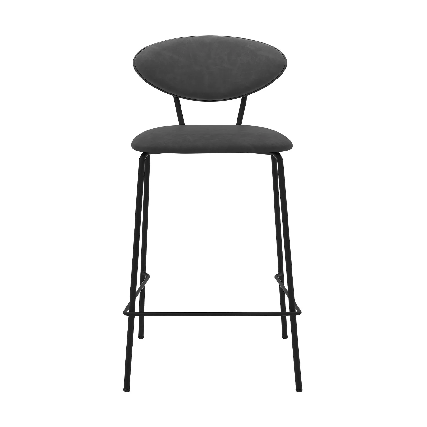 Neo 26" Gray Faux Leather and Metal Counter Height Bar Stool - Image 2