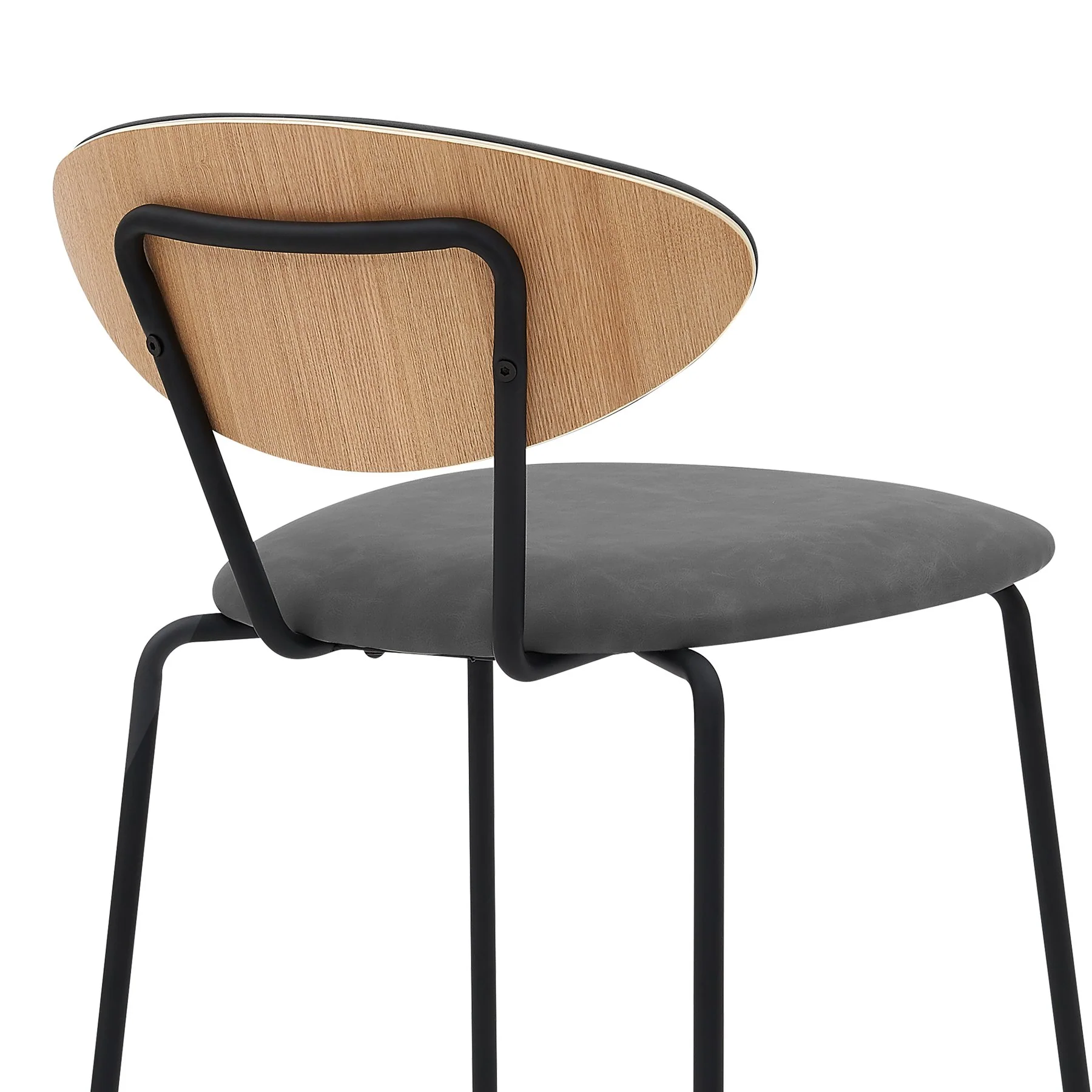 Neo 26" Gray Faux Leather and Metal Counter Height Bar Stool - Image 5