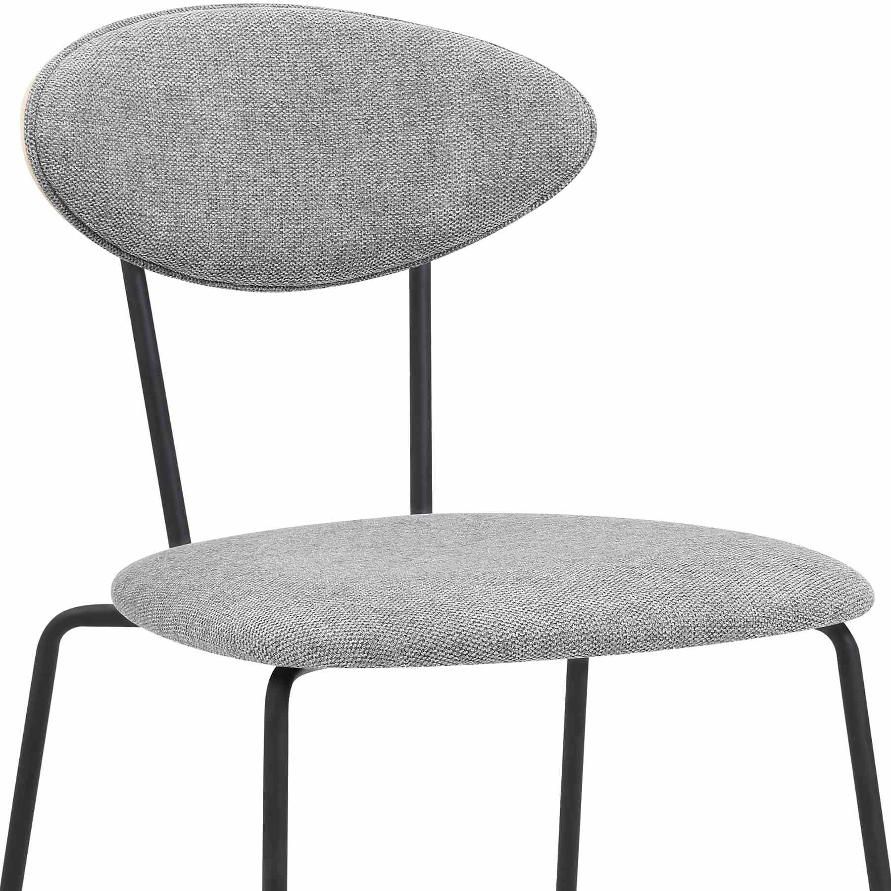 Neo Modern Gray Fabric and Black Metal Dining Room Chairs - Set of 2 - Image 5