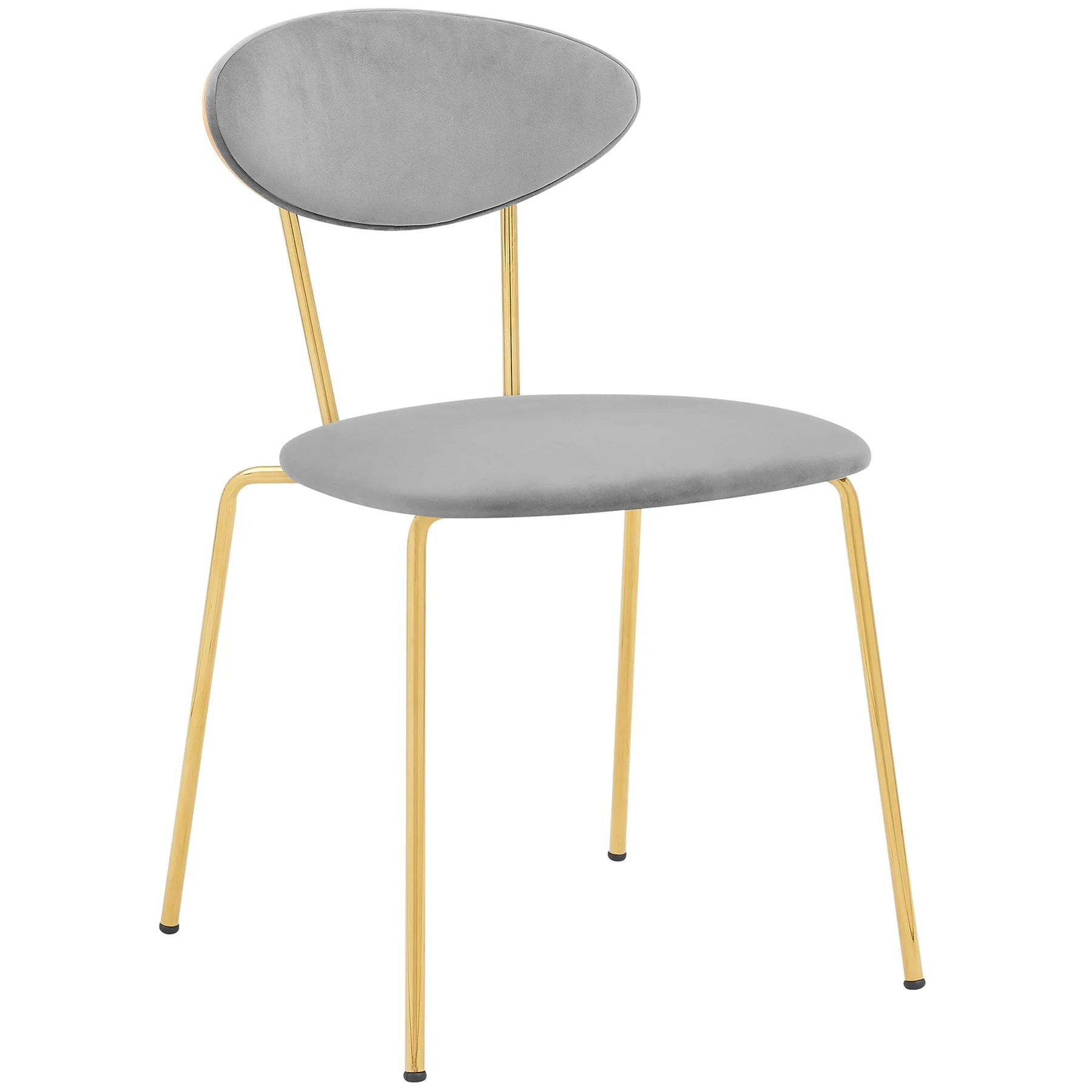 Neo Modern Gray Velvet and Gold Metal Leg Dining Room Chairs - Set of 2 - Image 2
