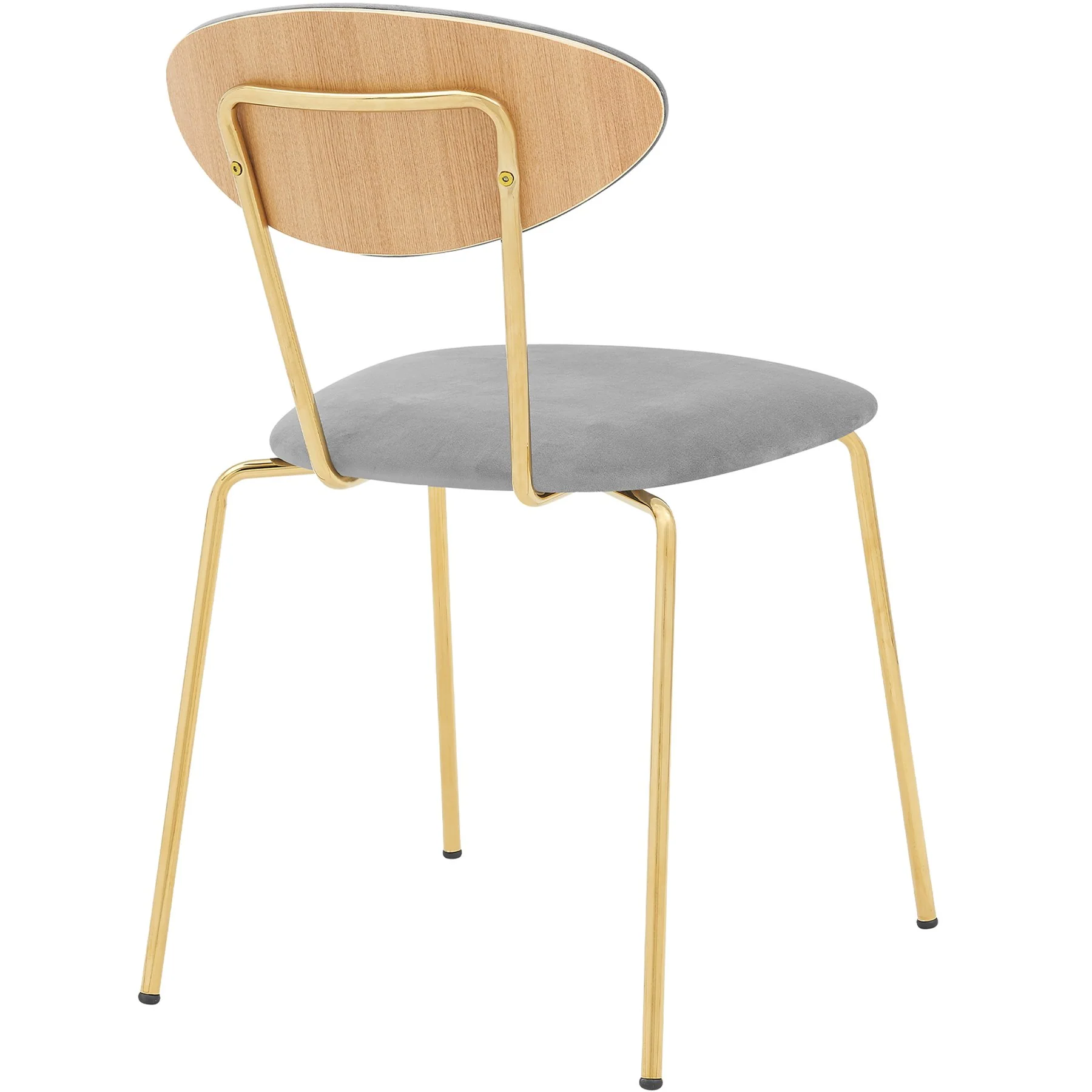 Neo Modern Gray Velvet and Gold Metal Leg Dining Room Chairs - Set of 2 - Image 4