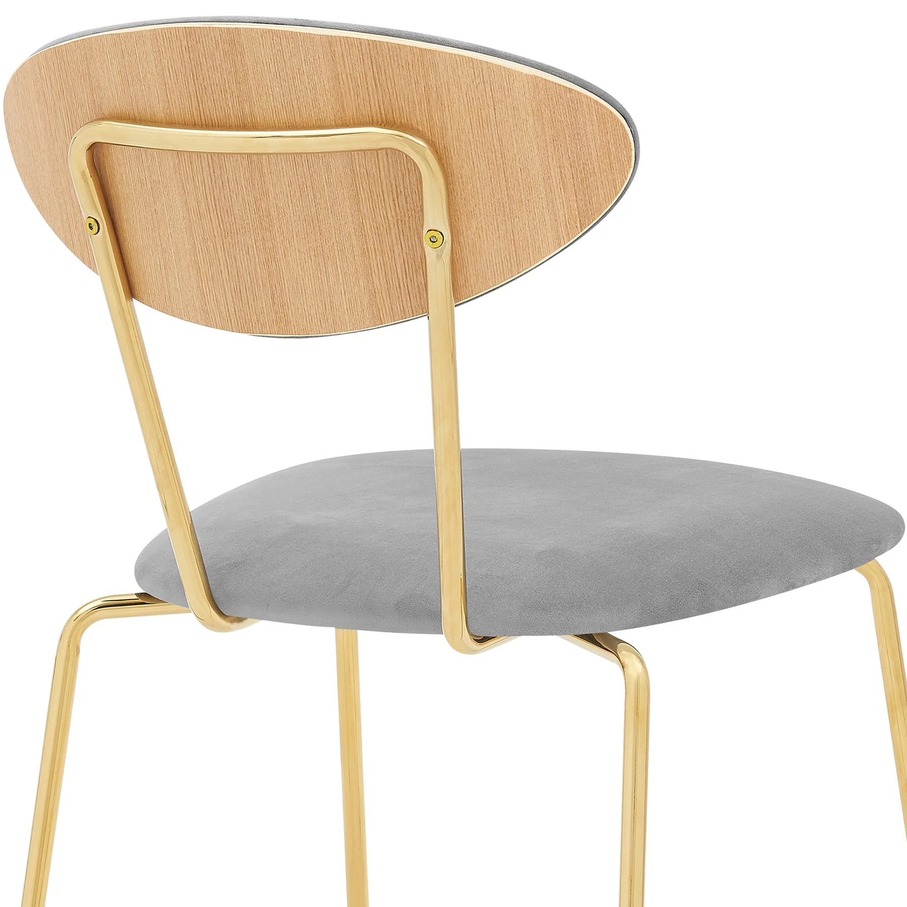 Neo Modern Gray Velvet and Gold Metal Leg Dining Room Chairs - Set of 2 - Image 6