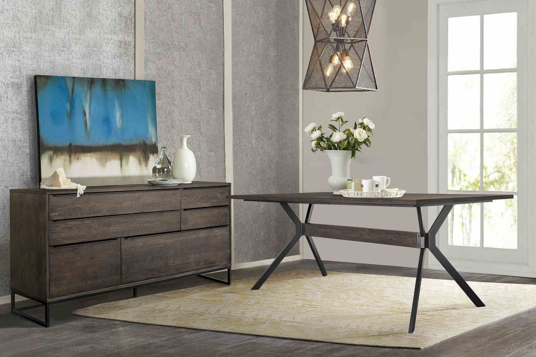Nevada Rustic 2 piece set with Dining Table and Sideboard in Dark Brown - Image 8