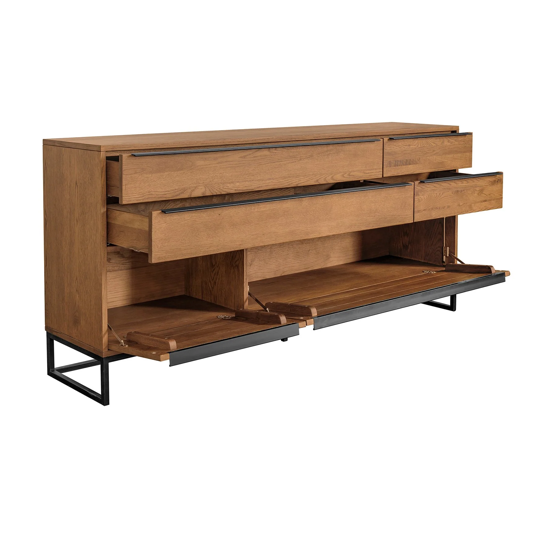 Nevada Rustic Oak Wood Sideboard In Balsamico - Image 3