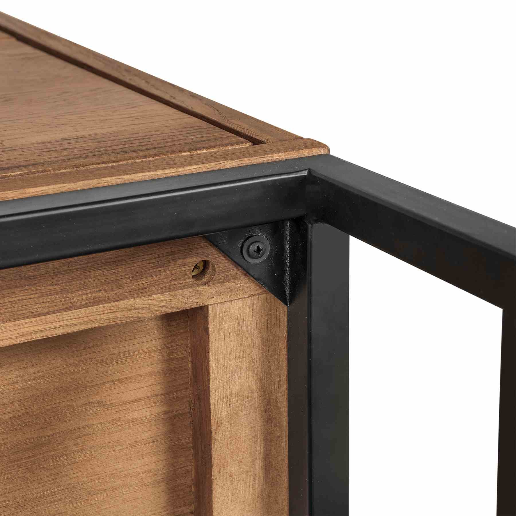 Nevada Rustic Oak Wood Sideboard In Dark Brown - Image 6