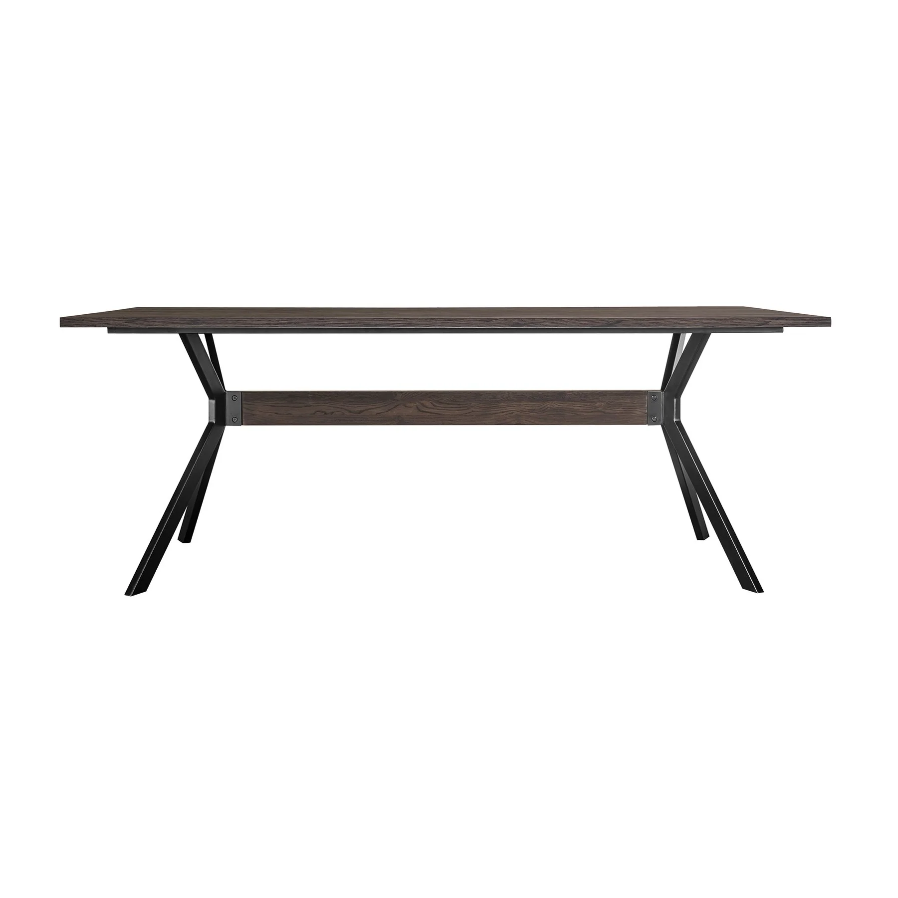 Nevada Rustic Oak Wood Trestle Base Dining Table In Dark Brown - Image 2