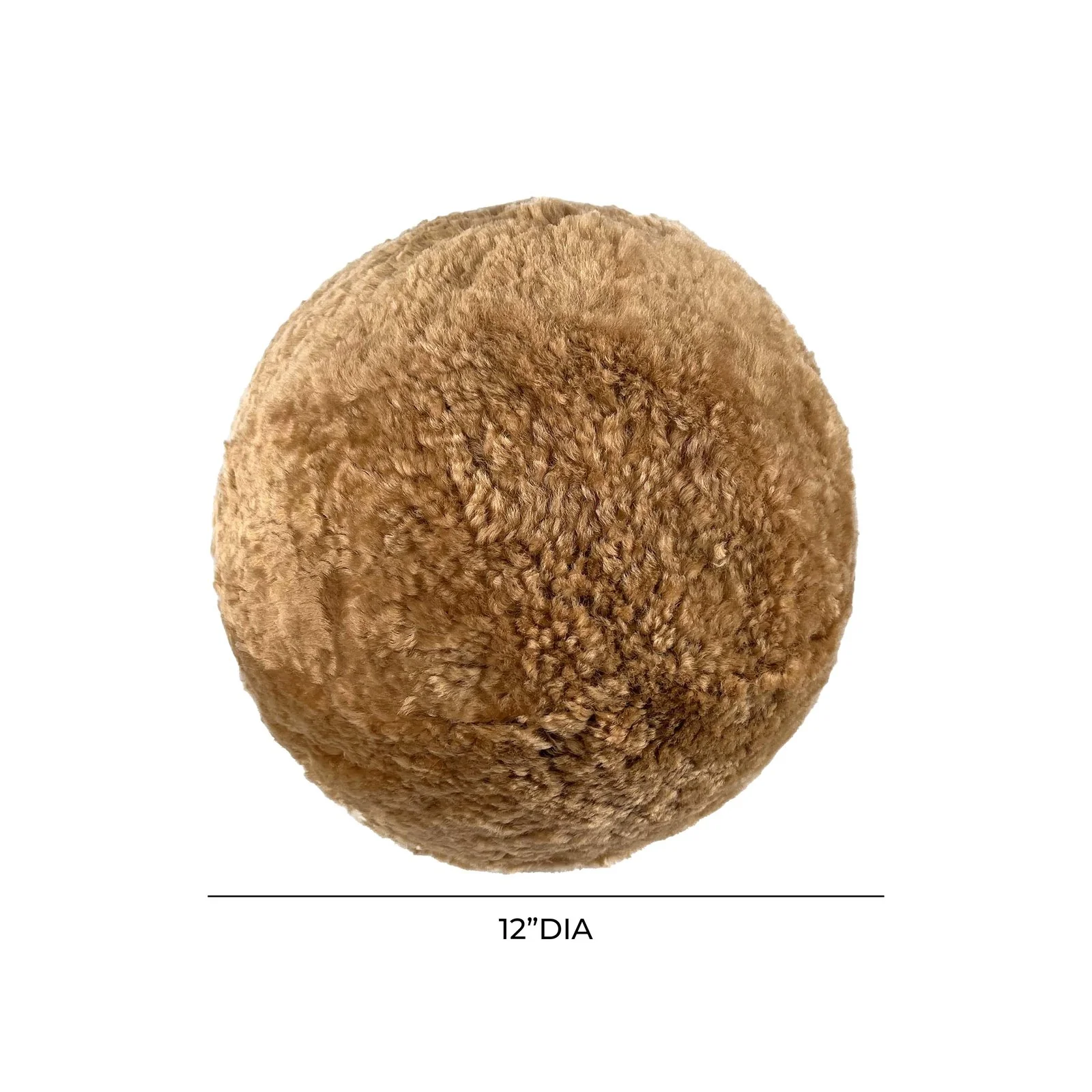 New Zealand Brown Genuine Sheepskin 12 inch Ball Pillow - Image 4