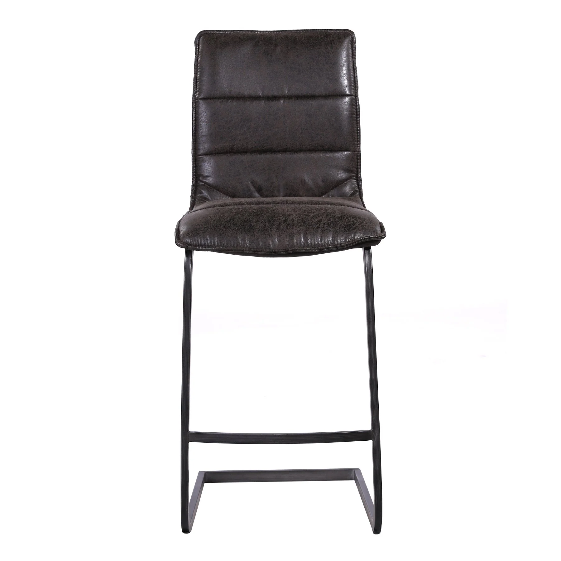 Newark Contemporary 30" Bar Height Barstool in Gray Powder Coated Finish and Espresso Fabric - Image 2