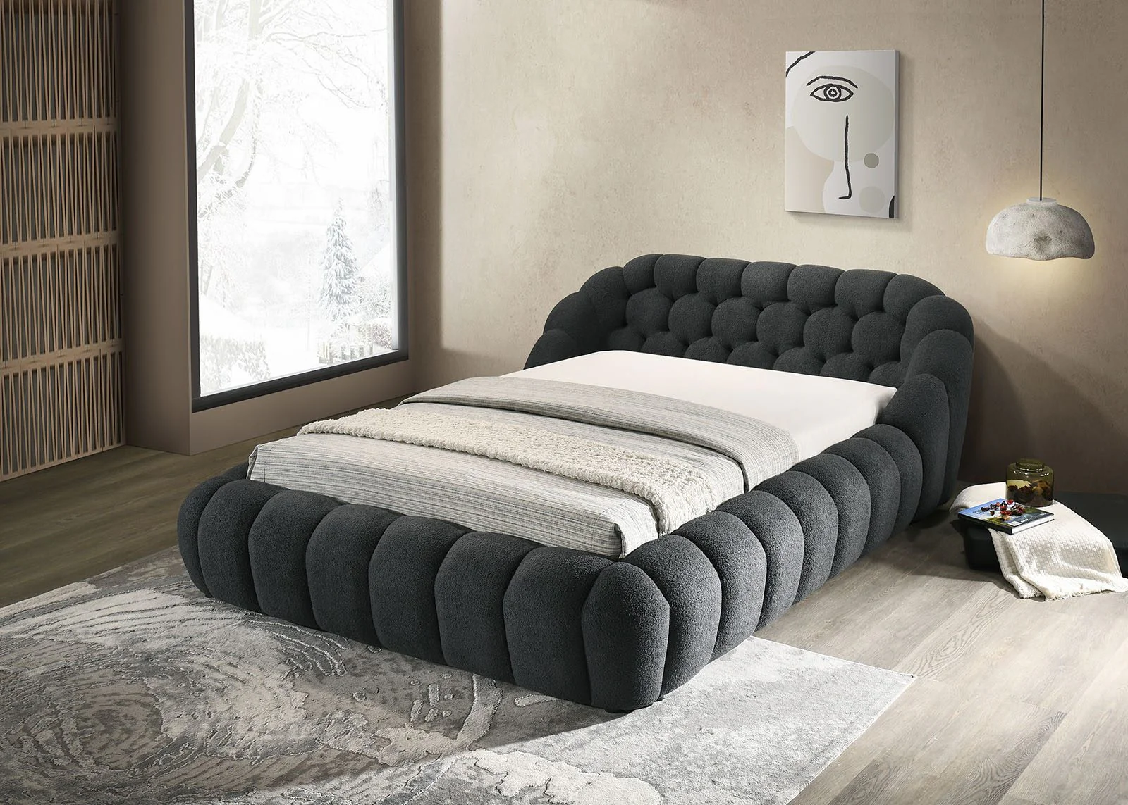 Newquay E.King Bed, Charcoal - Image 2