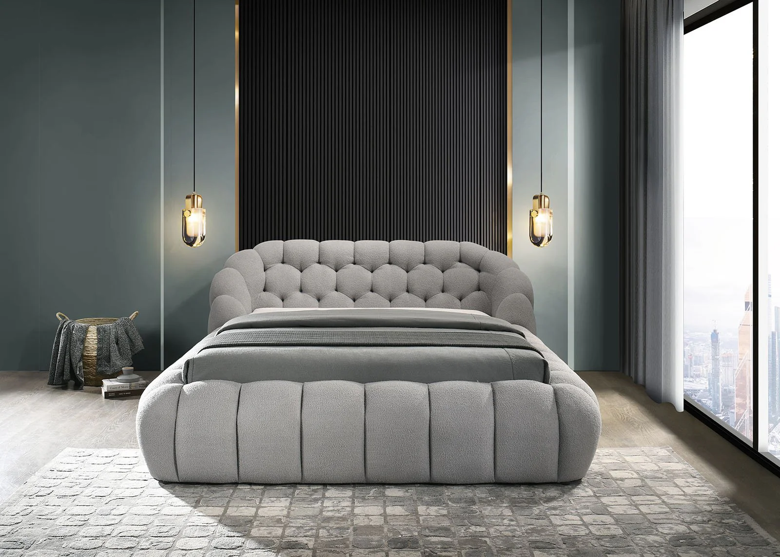 Newquay E.King Bed, Gray - Image 3