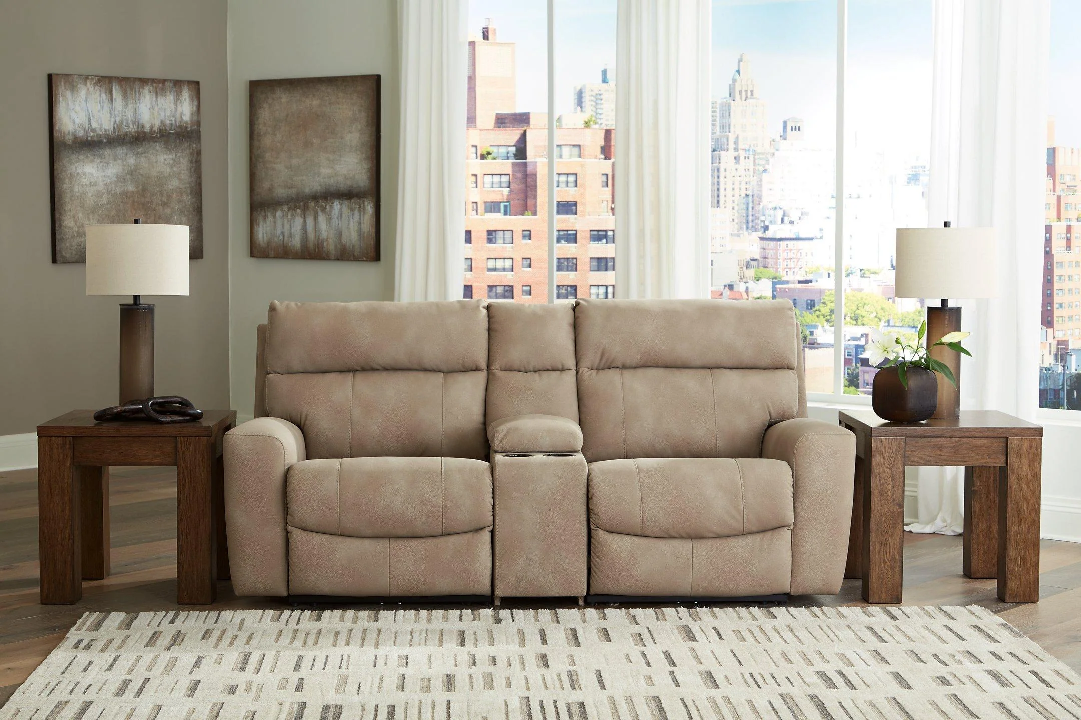Next-Gen DuraPella Power Reclining Sectional Loveseat with Console - Image 2