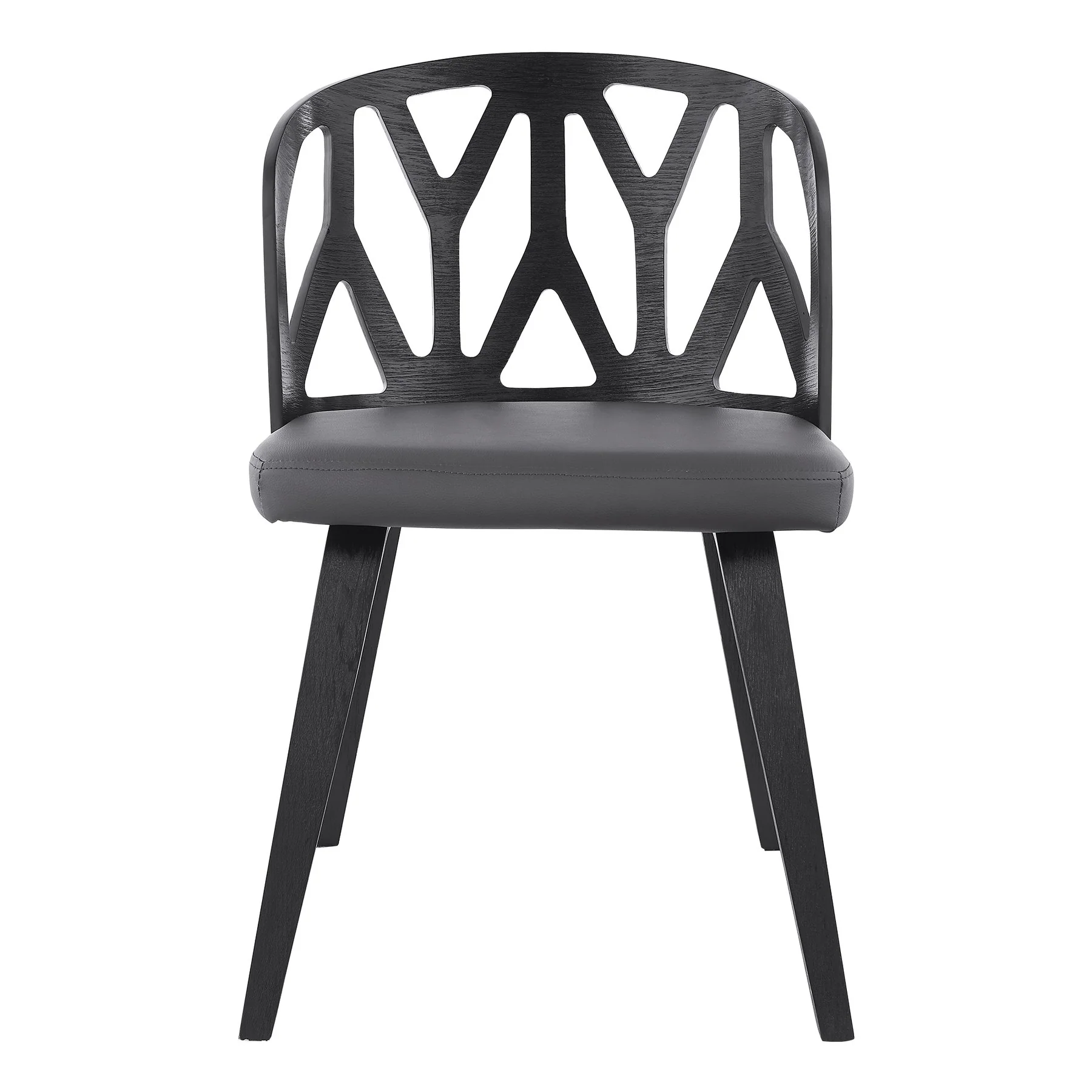 Nia Gray Faux Leather and Black Wood Dining Chairs - Set of 2 - Image 3