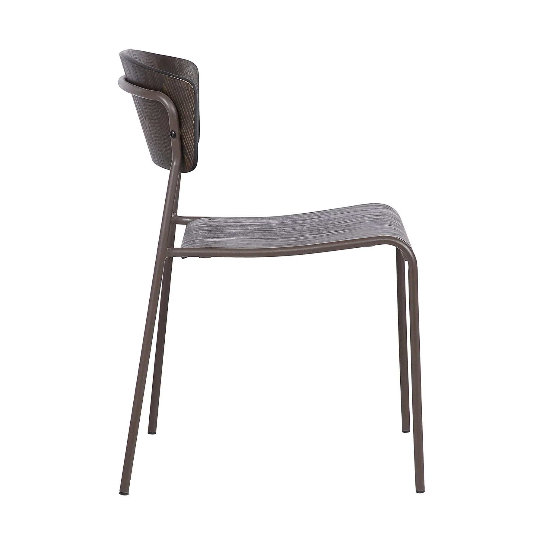 Nick Walnut and Metal Open Back Dining Accent Chairs (Set of 2) - Image 3
