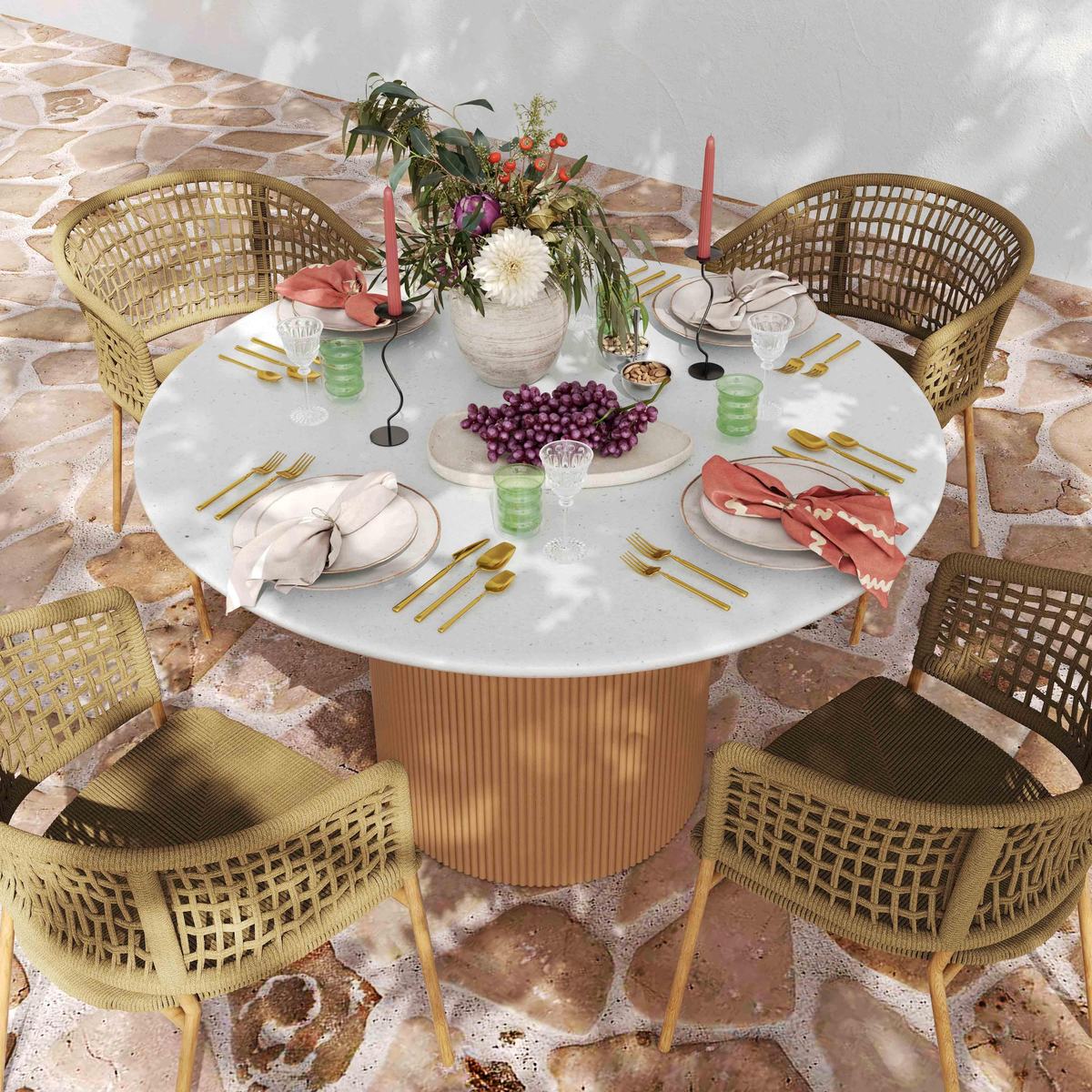 Niel Natural Oak Finish Outdoor Dining Chair - Image 2
