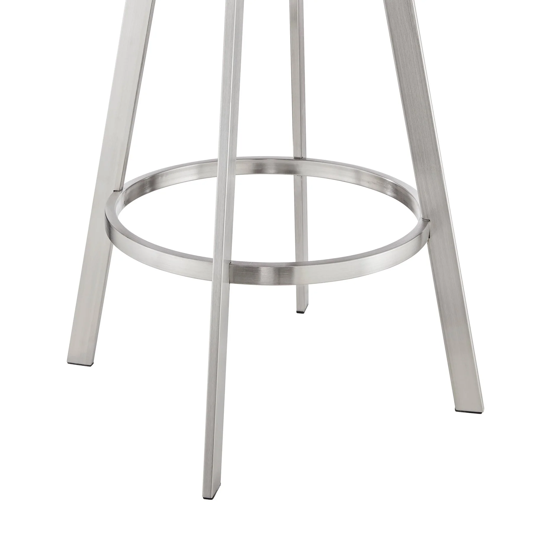 Nikole 26" Counter Height Black Swivel Bar Stool in Brushed Stainless Steel Finish and Gray Faux Leather - Image 8