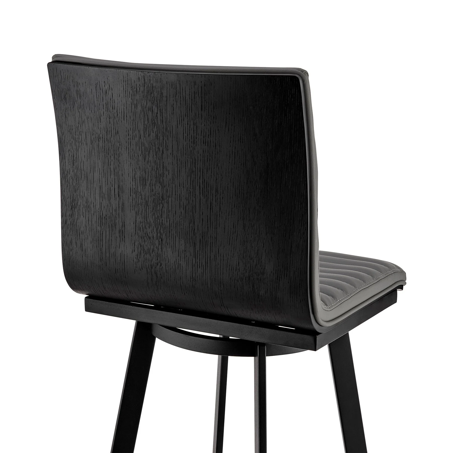 Nikole 26" Counter Height Swivel Bar Stool in Matt Black Finish with Gray Faux Leather - Image 7