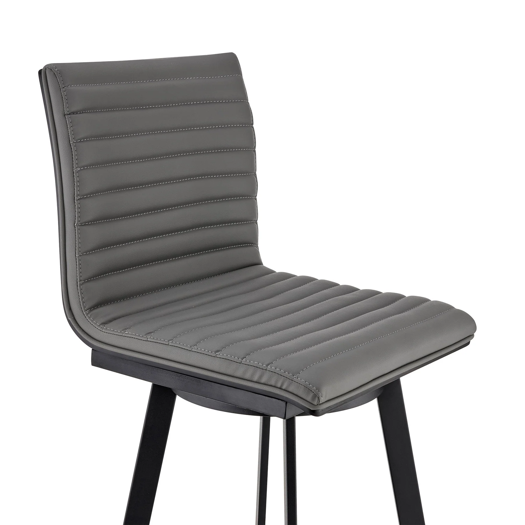 Nikole 30" Bar Height Swivel Bar Stool in Matt Black Finish with Gray Faux Leather - Image 6