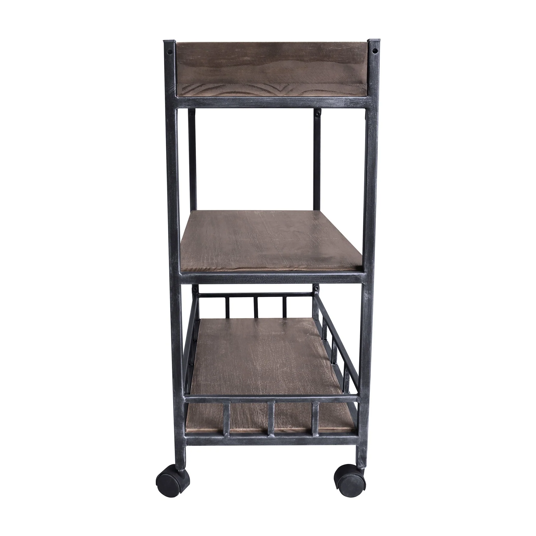 Niles Industrial Kitchen Cart in Industrial Gray and Pine Wood - Image 3