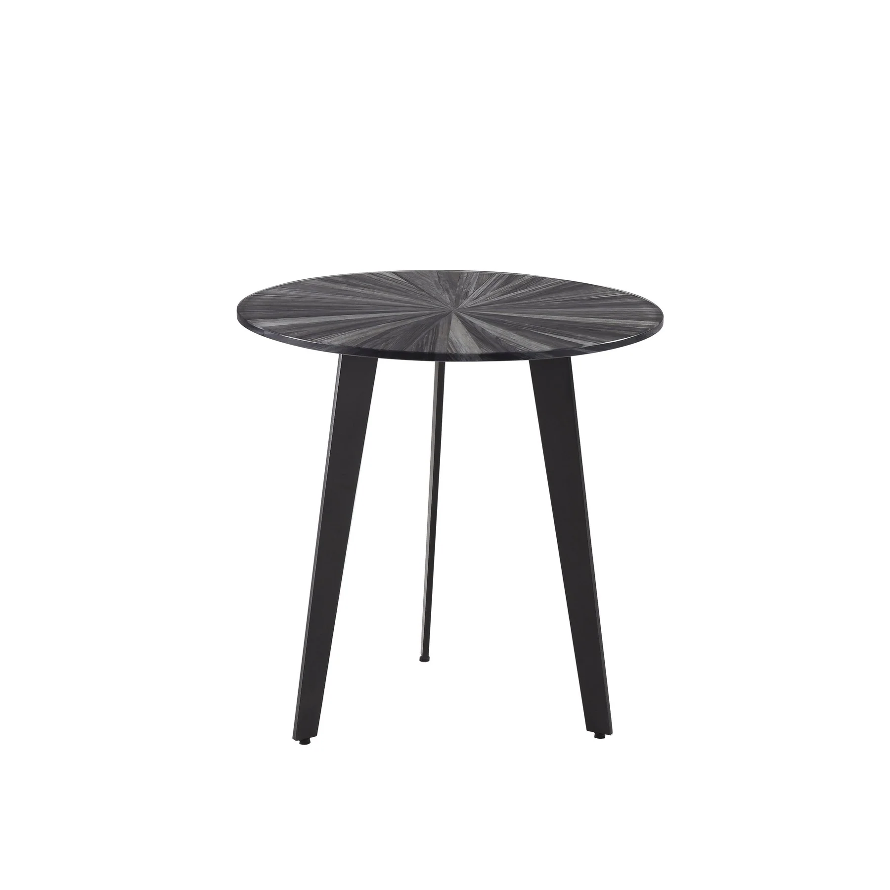Nina Mid-Century 18.5 in. Round Gray Coffee Table with Tempered Glass Top - Image 2