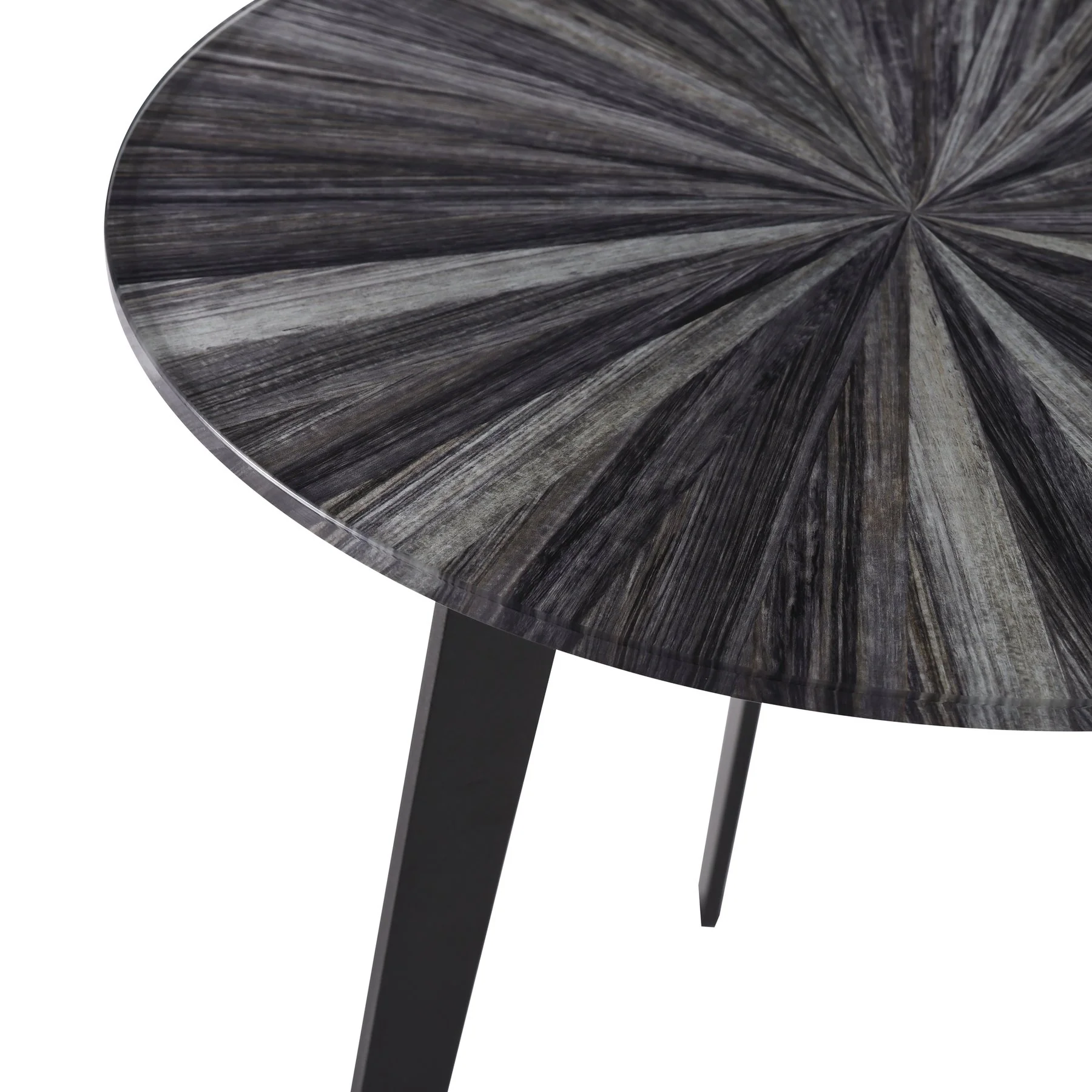Nina Mid-Century 18.5 in. Round Gray Coffee Table with Tempered Glass Top - Image 5