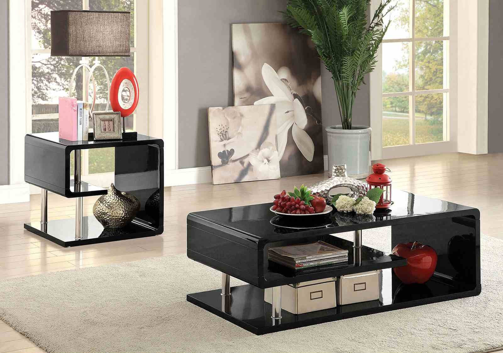 Ninove End Table, Black/Chrome - Image 2