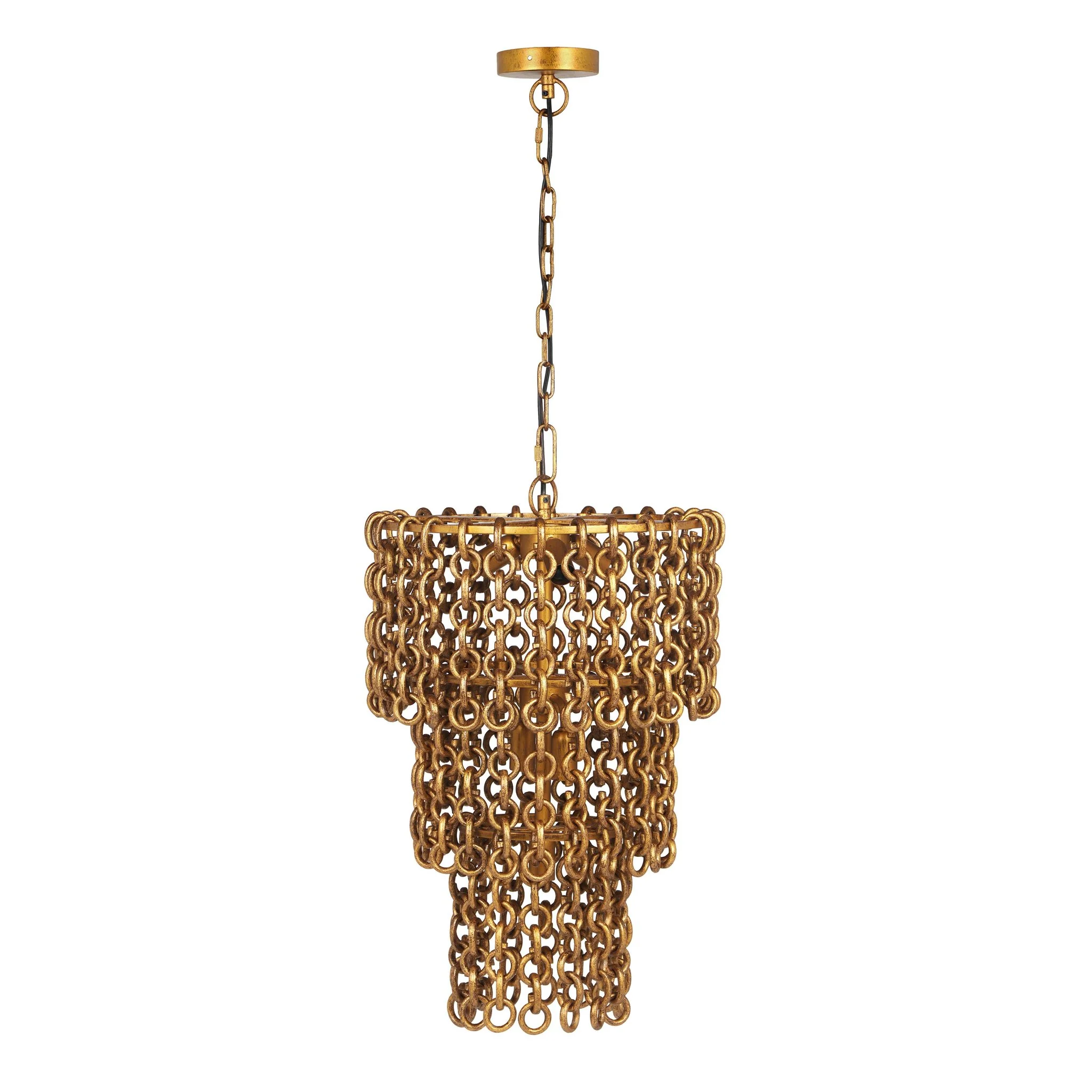 Nirsa Brass Chain Link 3-Tier Chandelier - Image 3