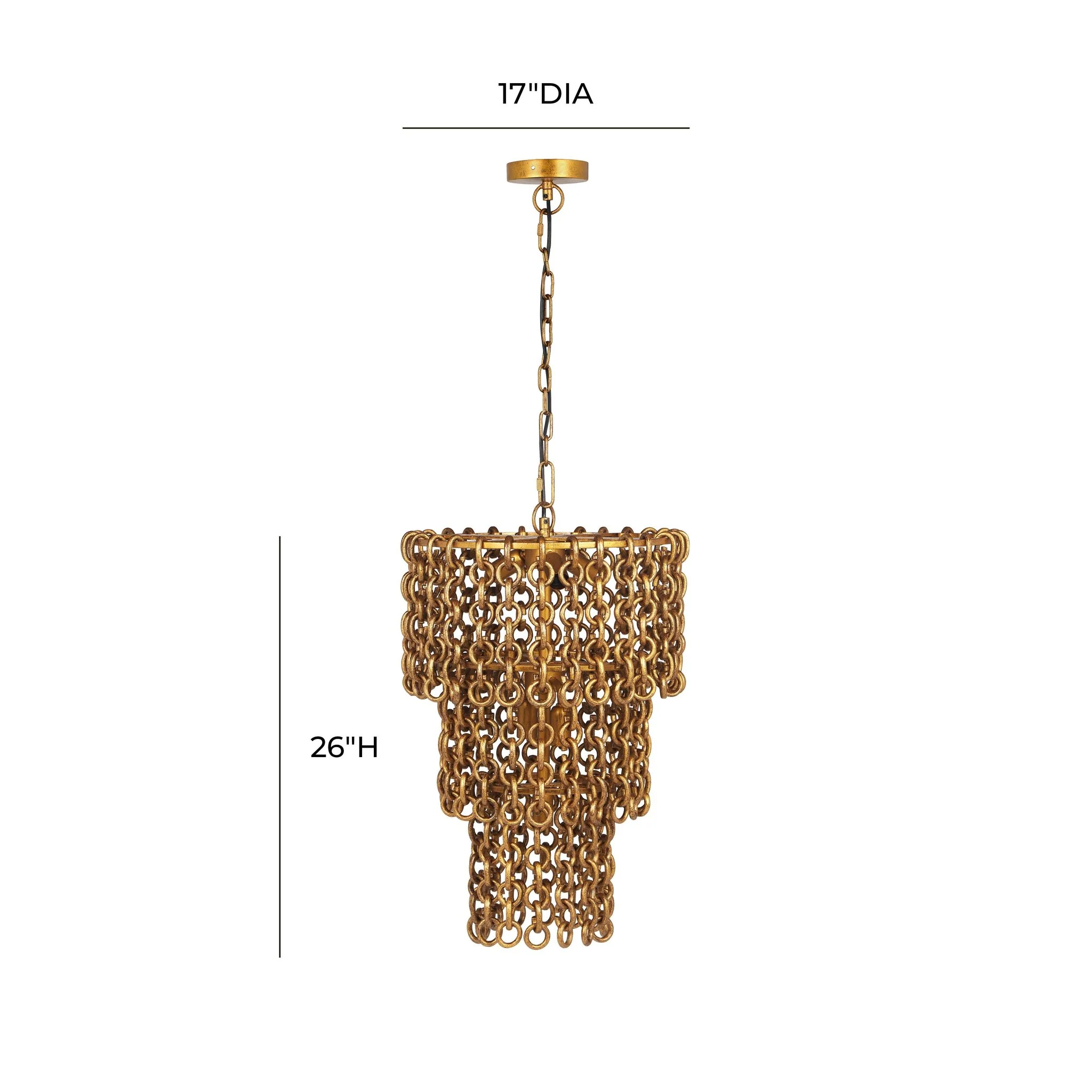 Nirsa Brass Chain Link 3-Tier Chandelier - Image 6