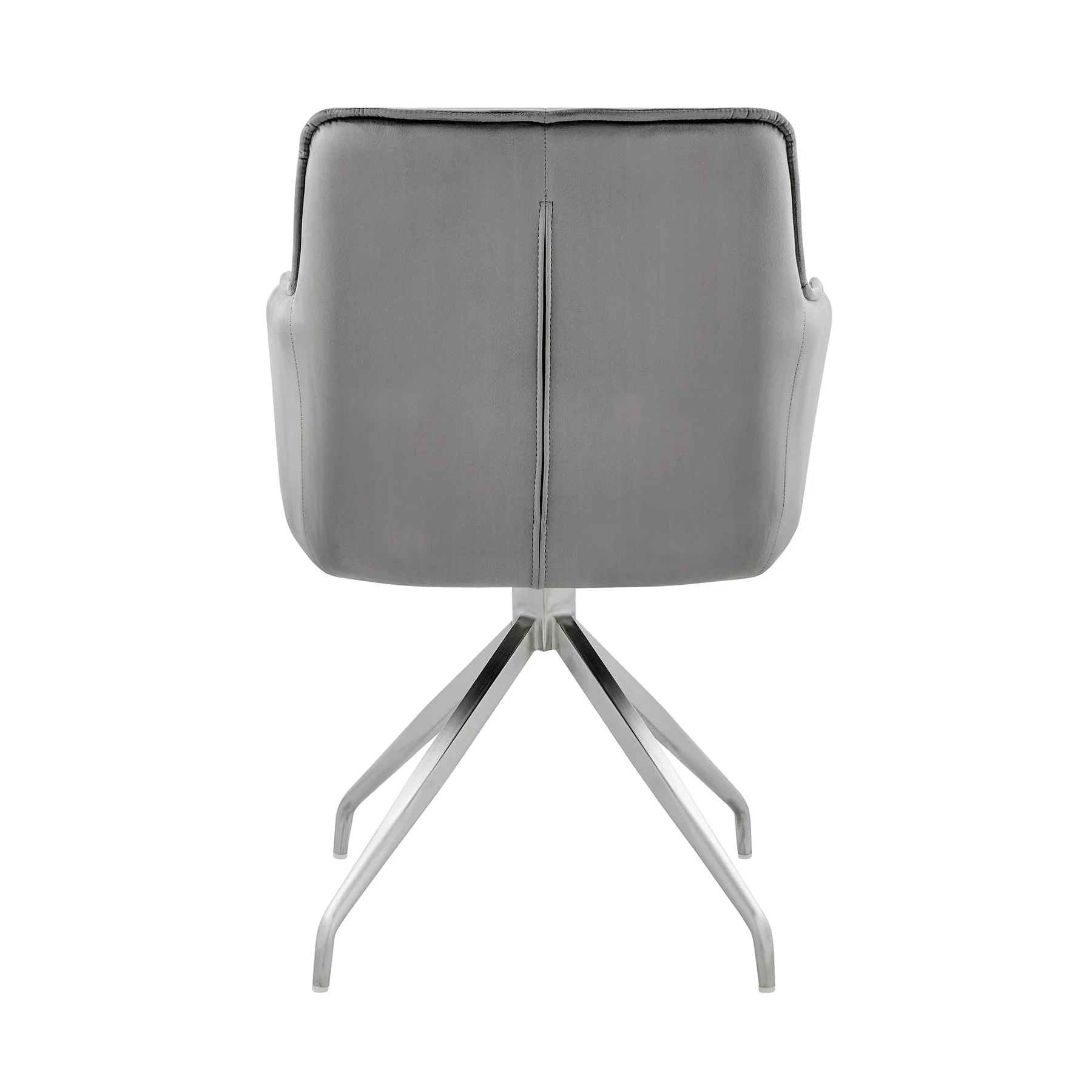 Noah Dining Room Accent Chair in Gray Velvet and Brushed Stainless Steel Finish - Image 5