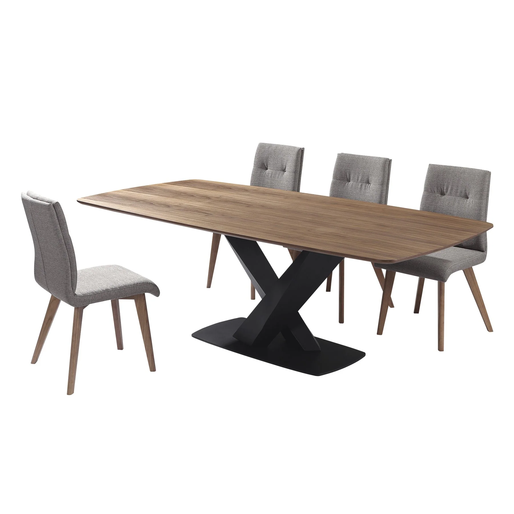 Noble Mid-Century Walnut Wood 5 Piece Dining Set - Image 2