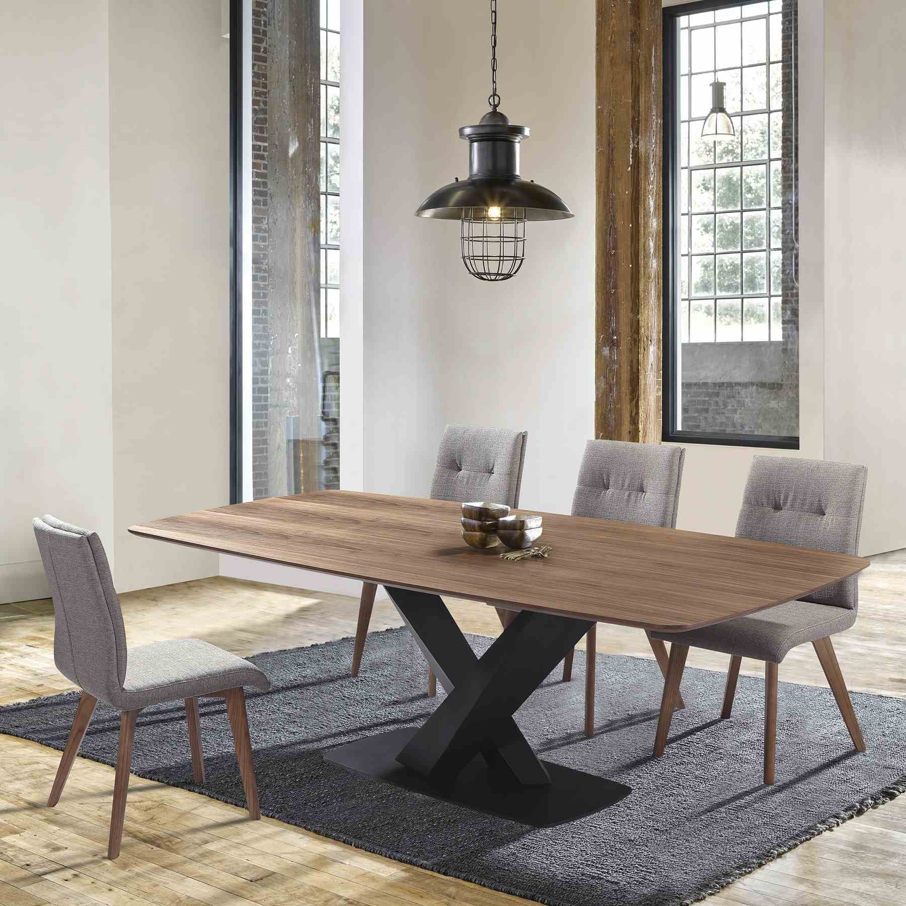 Noble Mid-Century Walnut Wood 5 Piece Dining Set - Image 7