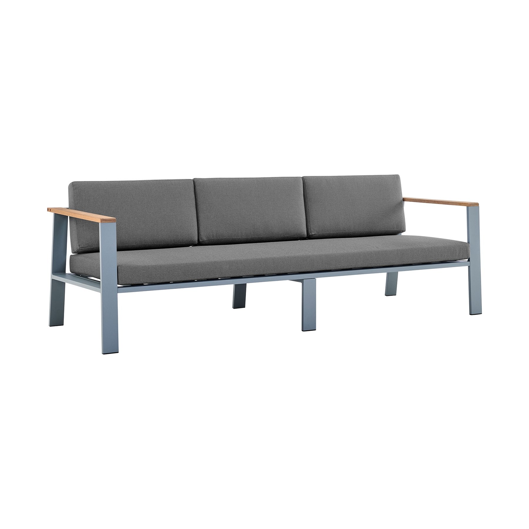 Nofi 4 piece Outdoor Patio Set in Gray Finish with Gray Cushions and Teak Wood - Image 3