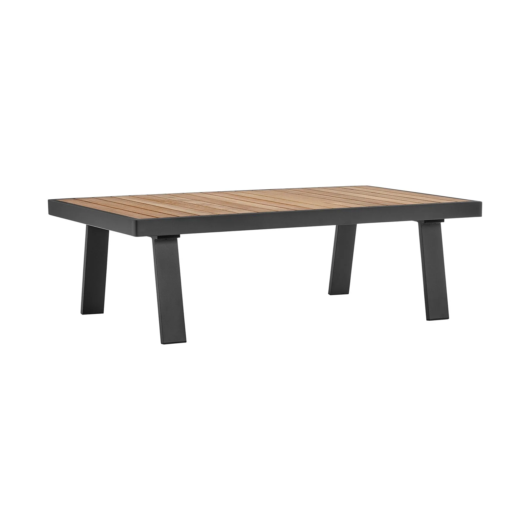 Nofi Aluminum and Teak Wood Outdoor Coffee Table in Charcoal Gray - Image 2