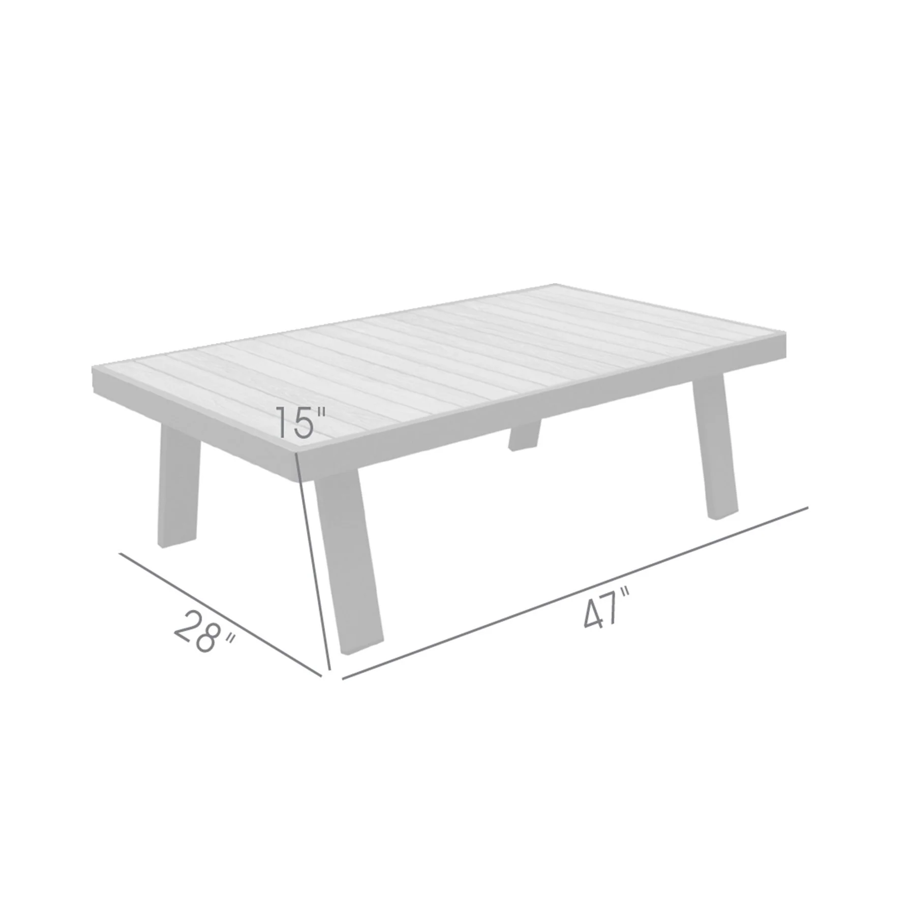 Nofi Aluminum and Teak Wood Outdoor Coffee Table in Charcoal Gray - Image 5