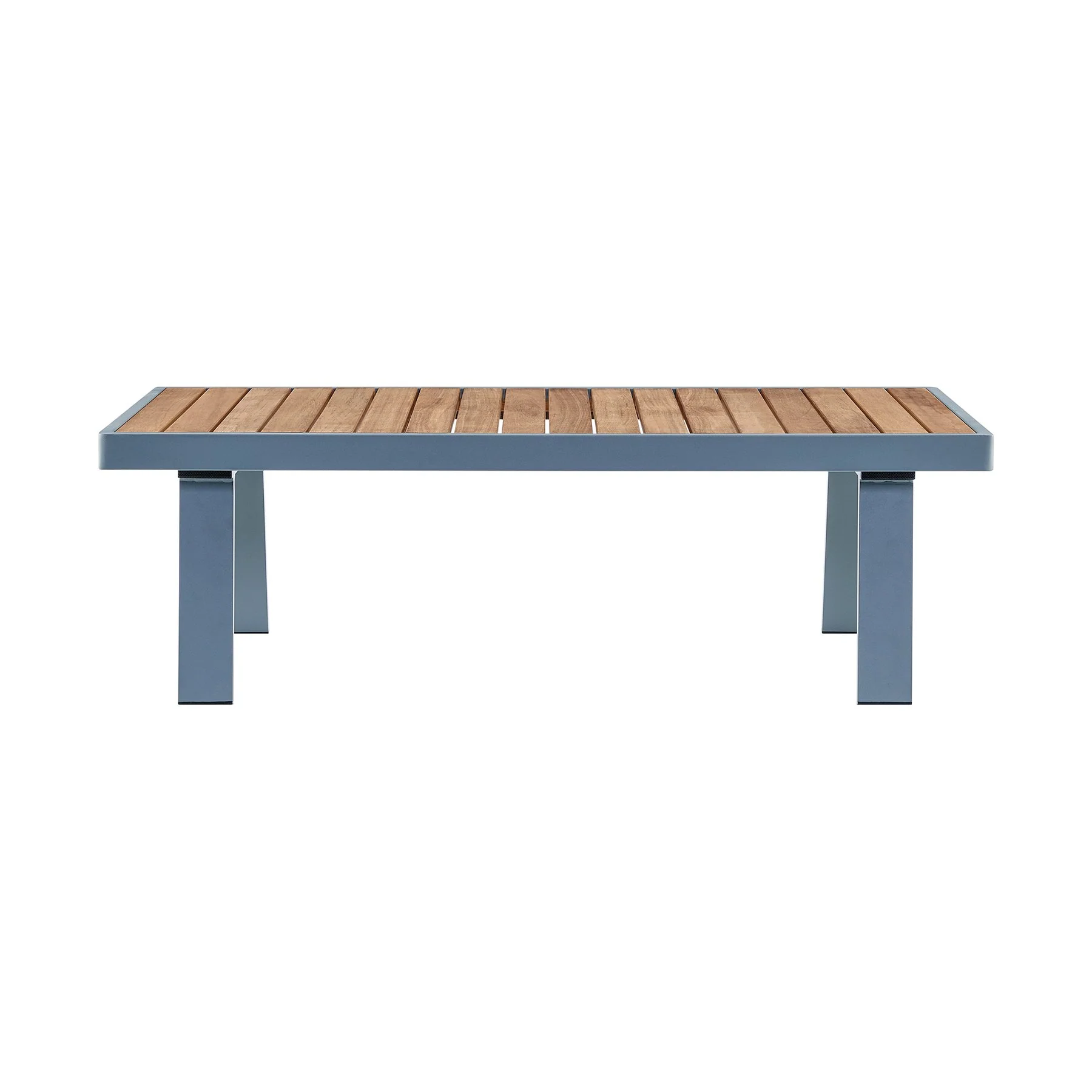 Nofi Aluminum and Teak Wood Outdoor Coffee Table in Gray - Image 2
