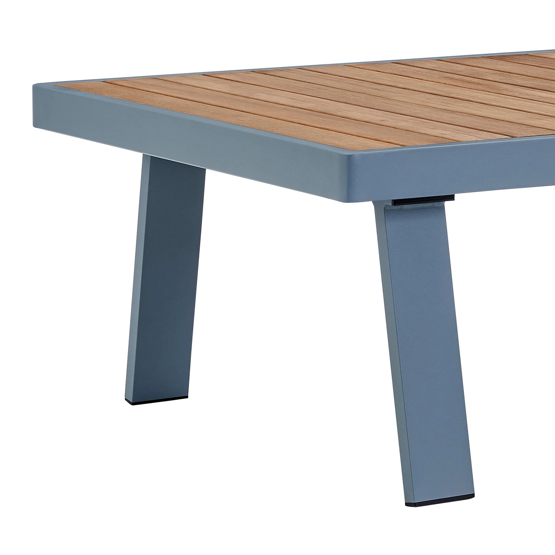 Nofi Aluminum and Teak Wood Outdoor Coffee Table in Gray - Image 4