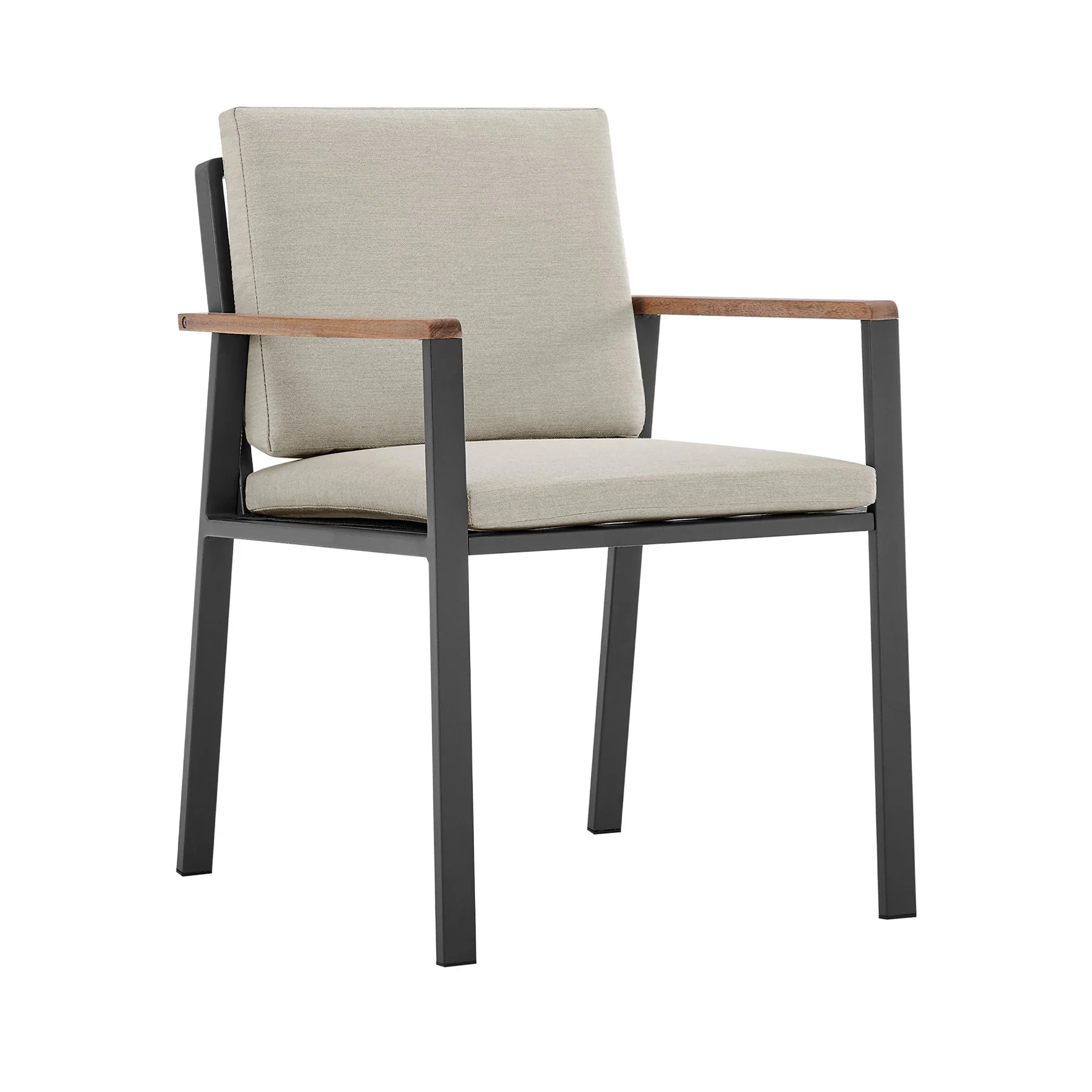 Nofi Outdoor Patio 9 Piece Dining Set in Charcoal Finish with Taupe Cushions - Image 2